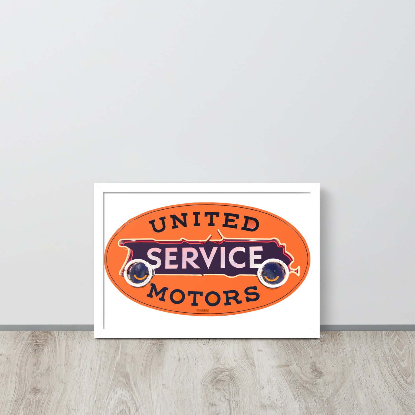 Vintage United Service Motor Neon Style Unlit Framed poster