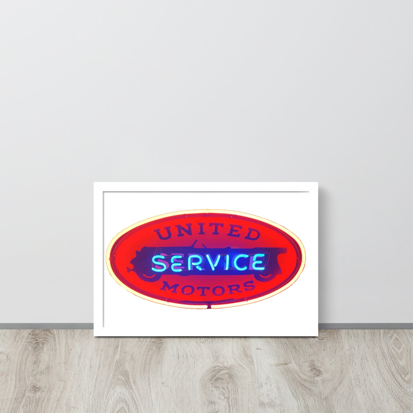 Vintage United Service Motor Neon Style Lit Framed poster