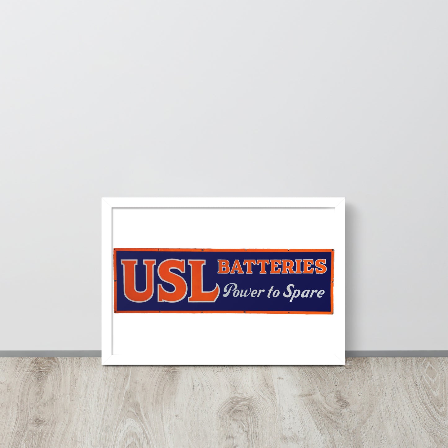 Retro USL Battery Tin Style Framed poster