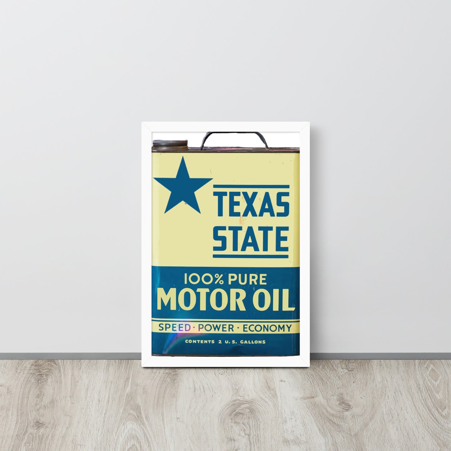 Vintage Texas Motor Oil Can Gallon Design Framed poster