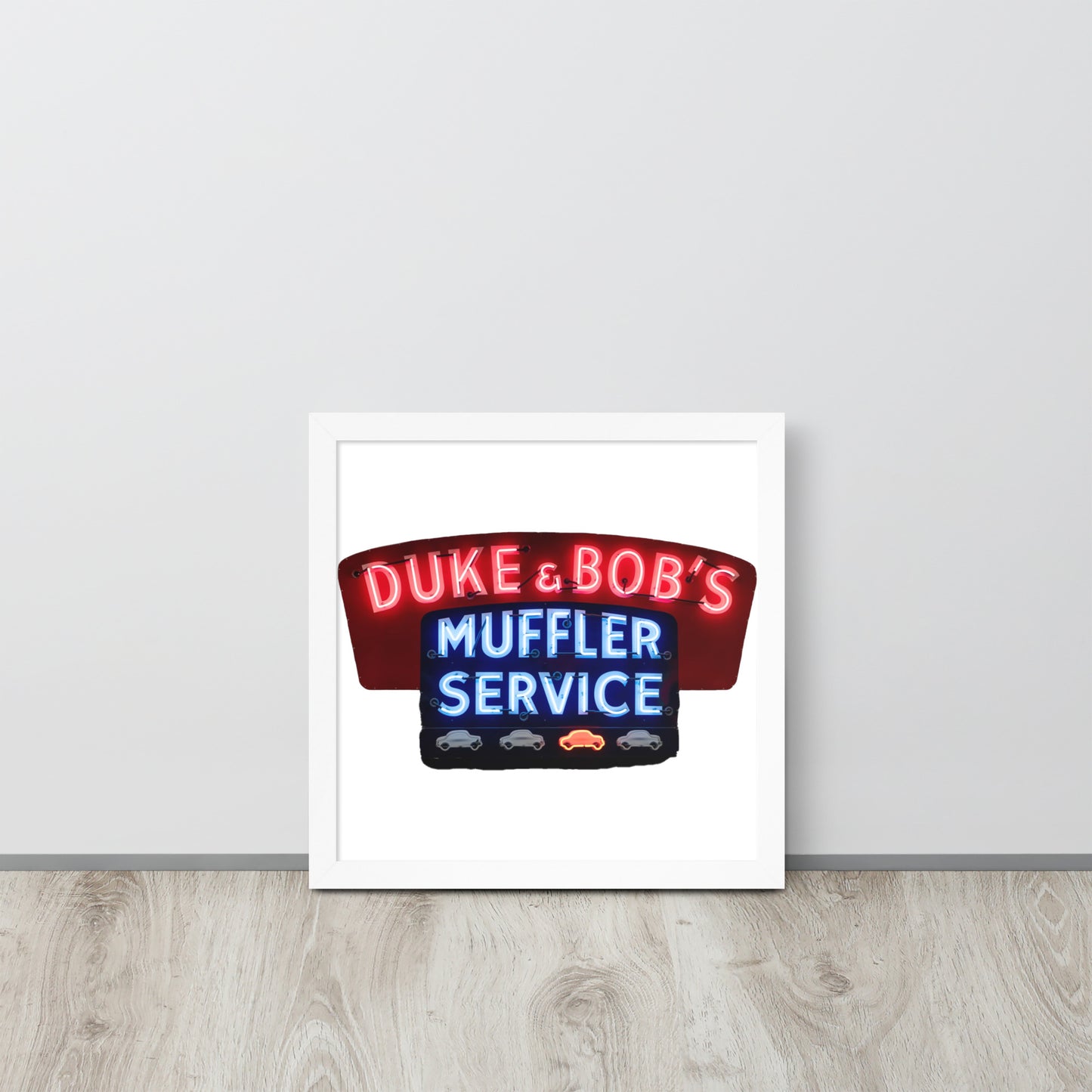 Duke + Bob Retro Neon Style Framed poster