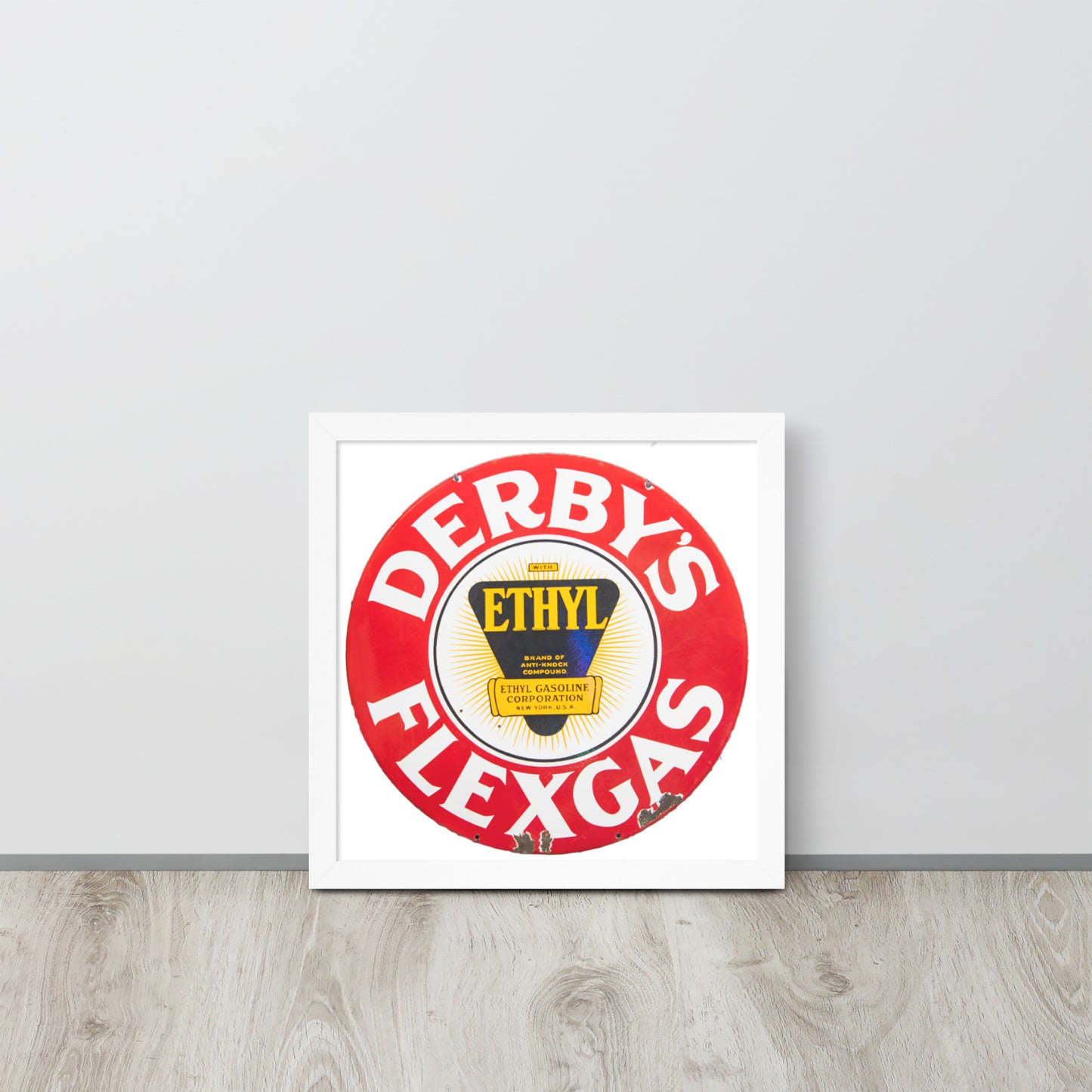 Vintage Derby Gas Tin Painted Design Framed poster