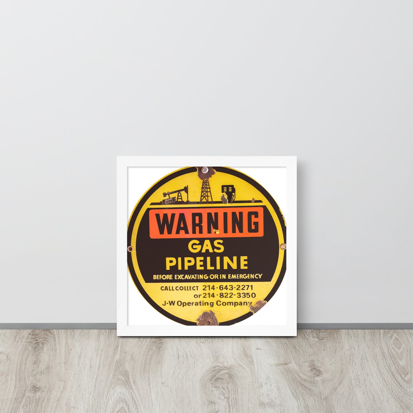 Retro Gas Warning Sign Tin Framed poster