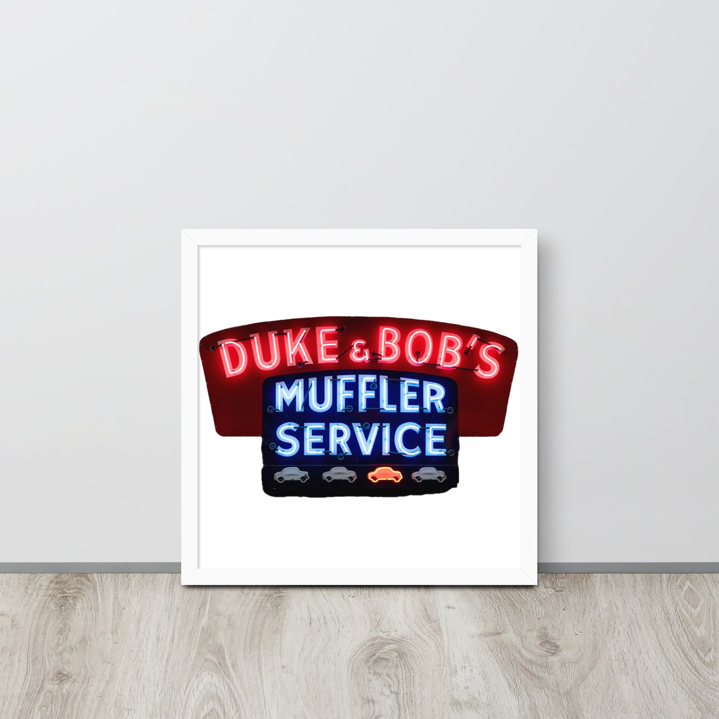 Duke + Bob Retro Neon Style Framed poster