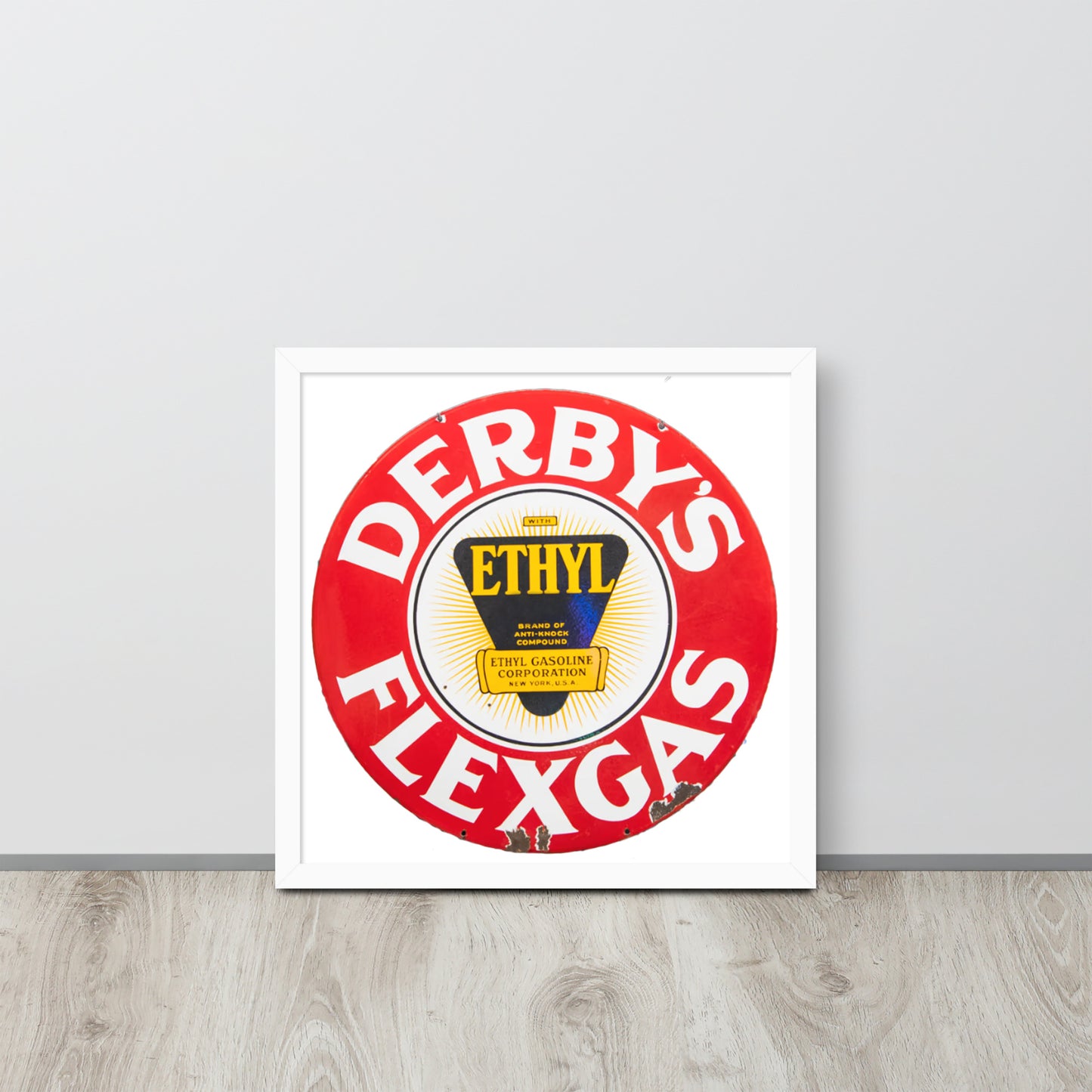 Vintage Derby Gas Tin Painted Design Framed poster