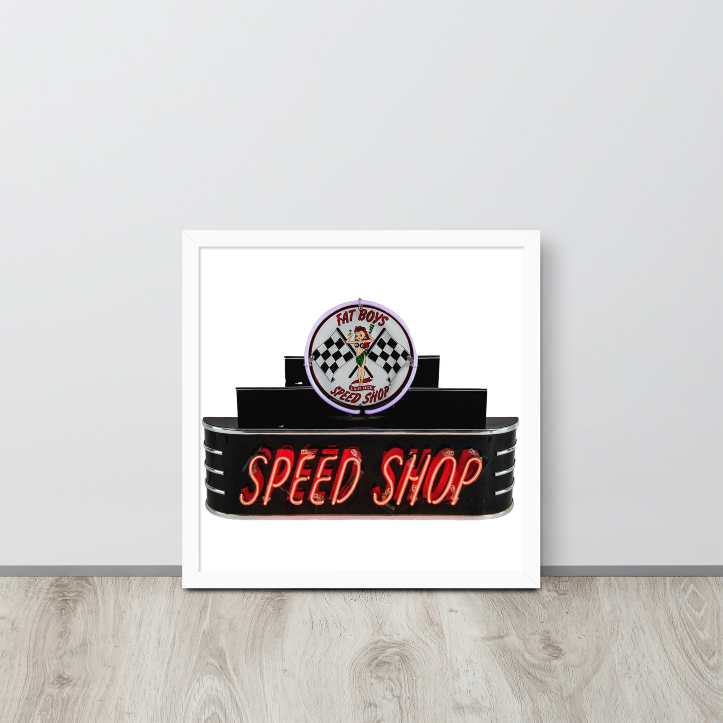 Vintage Neon Speed Shop Sign Framed poster