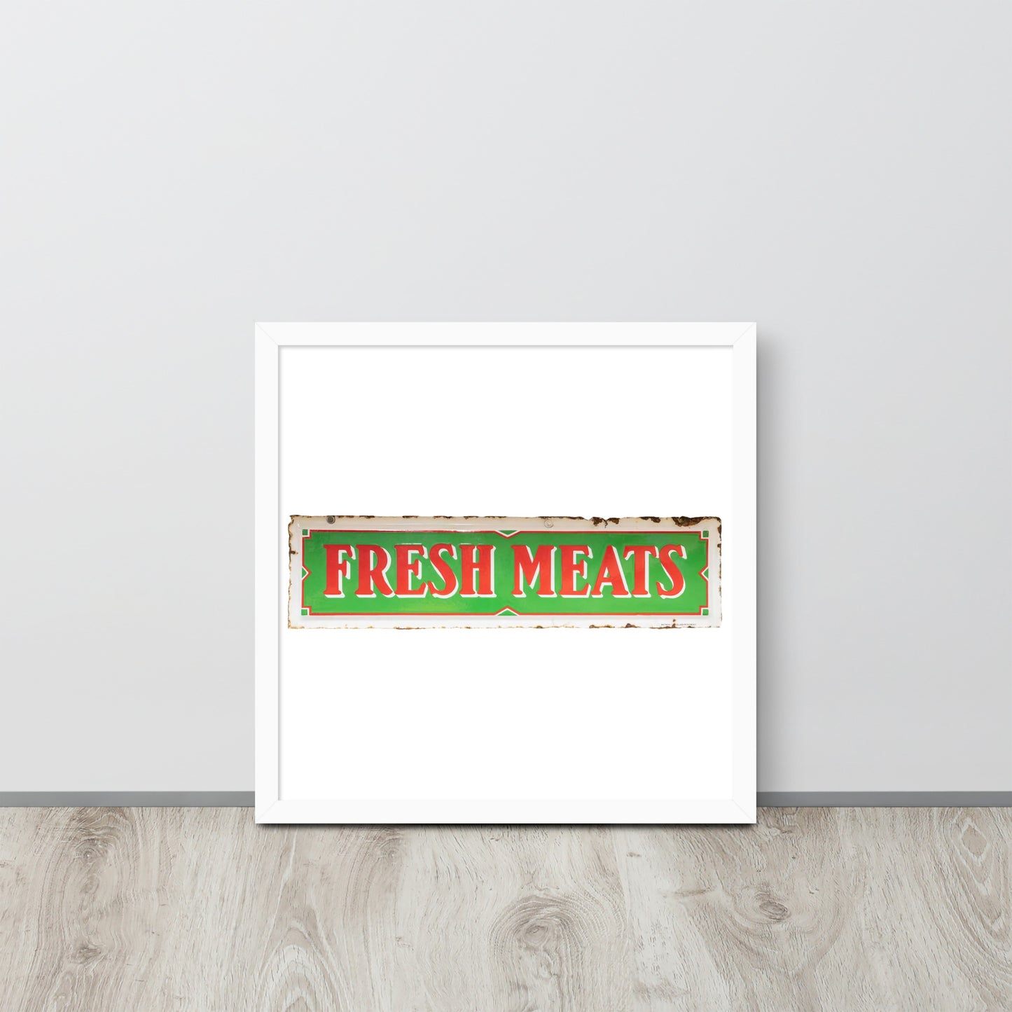 Vintage Fresh Meat Sign Porcelain Style Framed poster