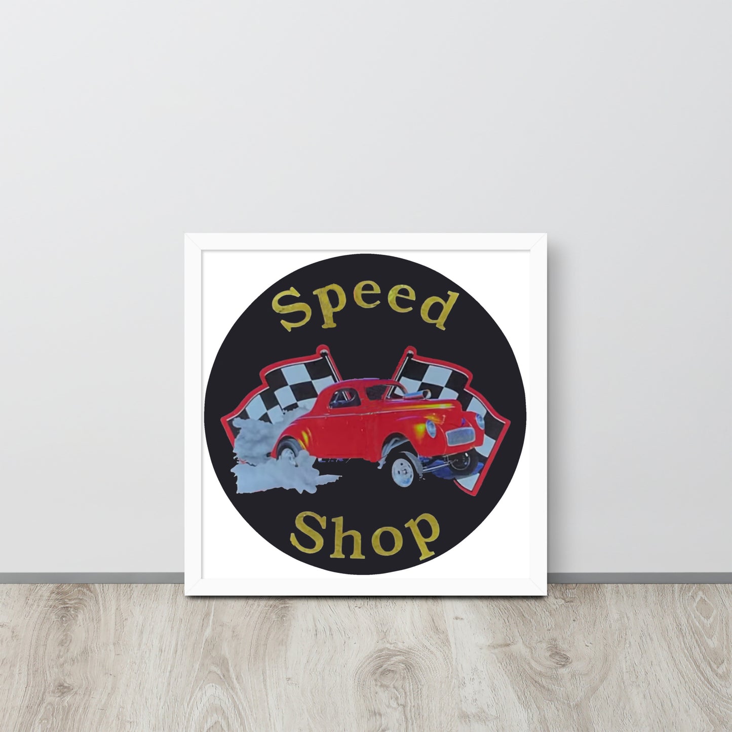 Retro Speed Shop Tin Style Framed poster