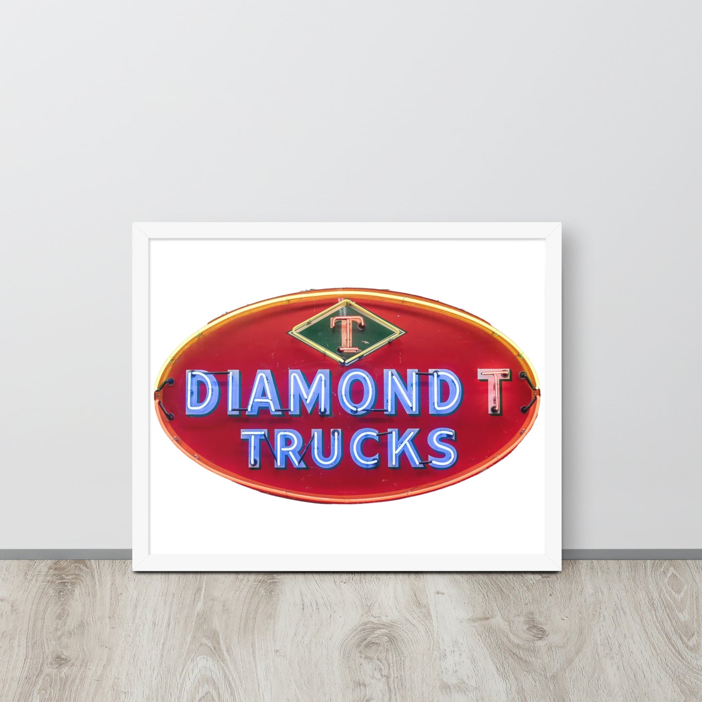 Diamond Trucks Retro Neon Sign Style Framed poster