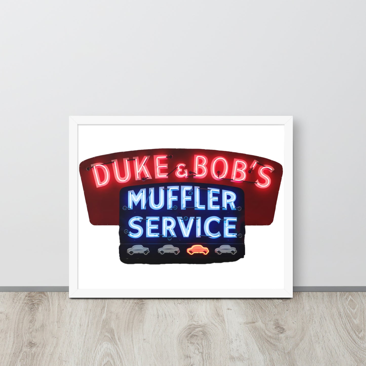 Duke + Bob Retro Neon Style Framed poster