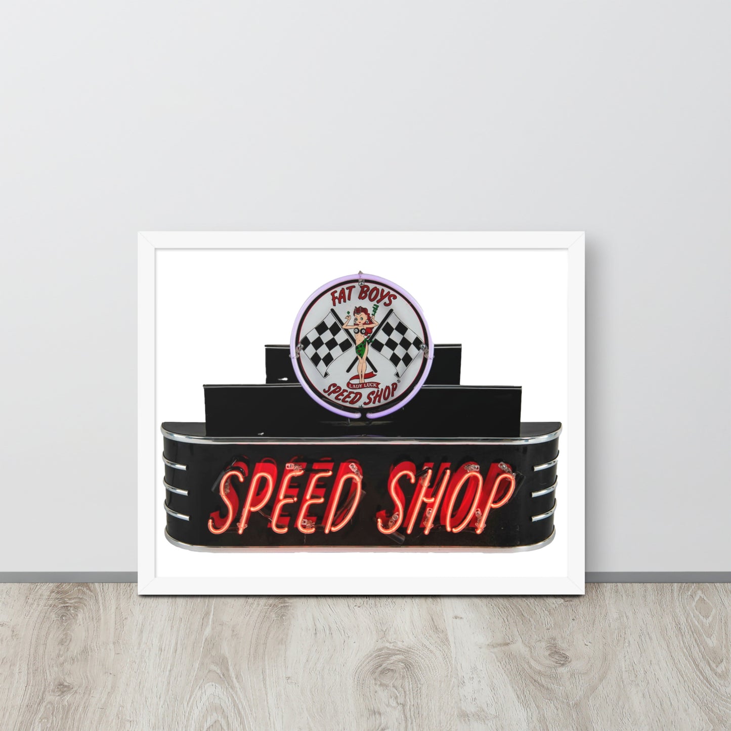 Vintage Neon Speed Shop Sign Framed poster