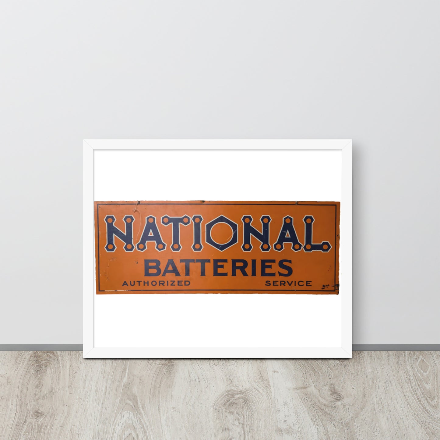 Retro National Battery Sign Patina Style Framed poster