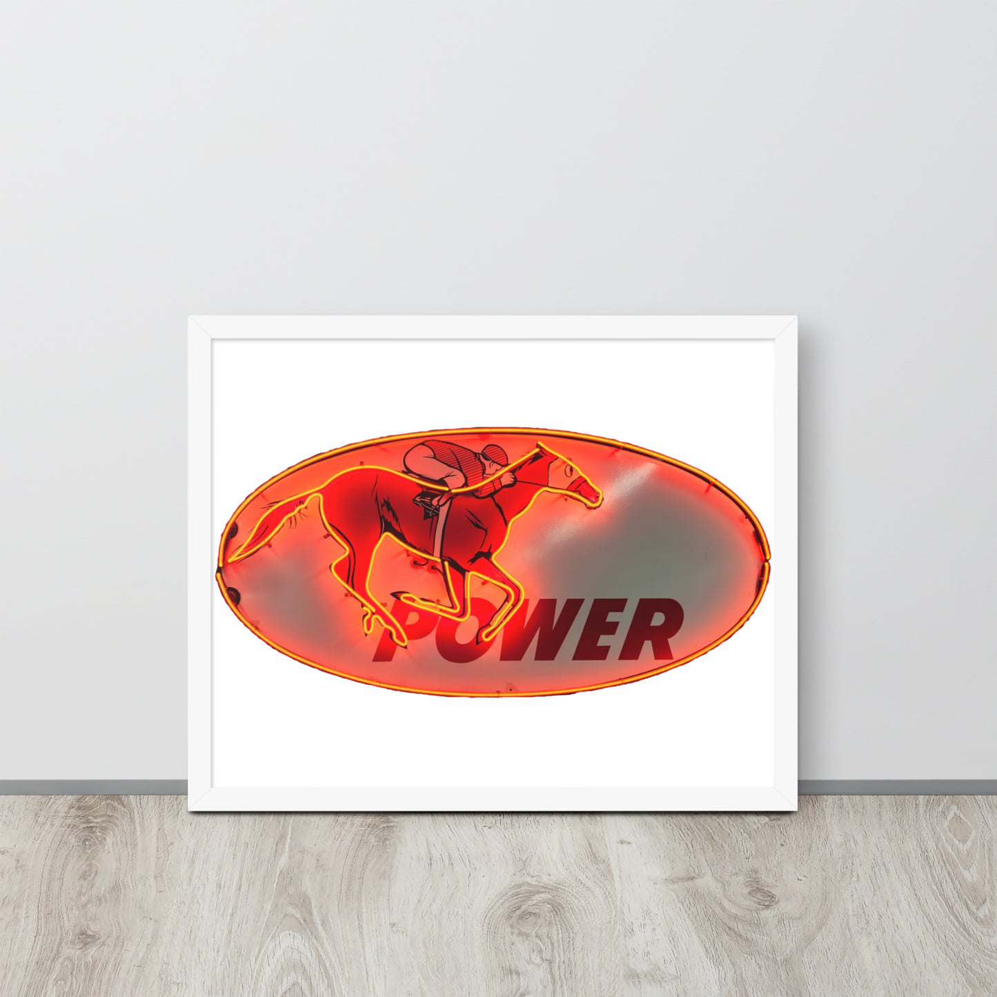 Retro Neon Sign Power Framed poster