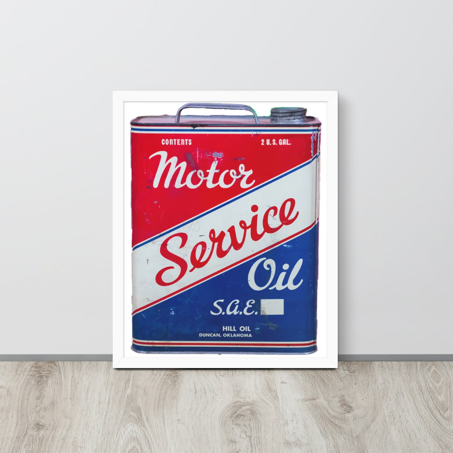 Vintage Service Oil Can Patina Style Framed poster