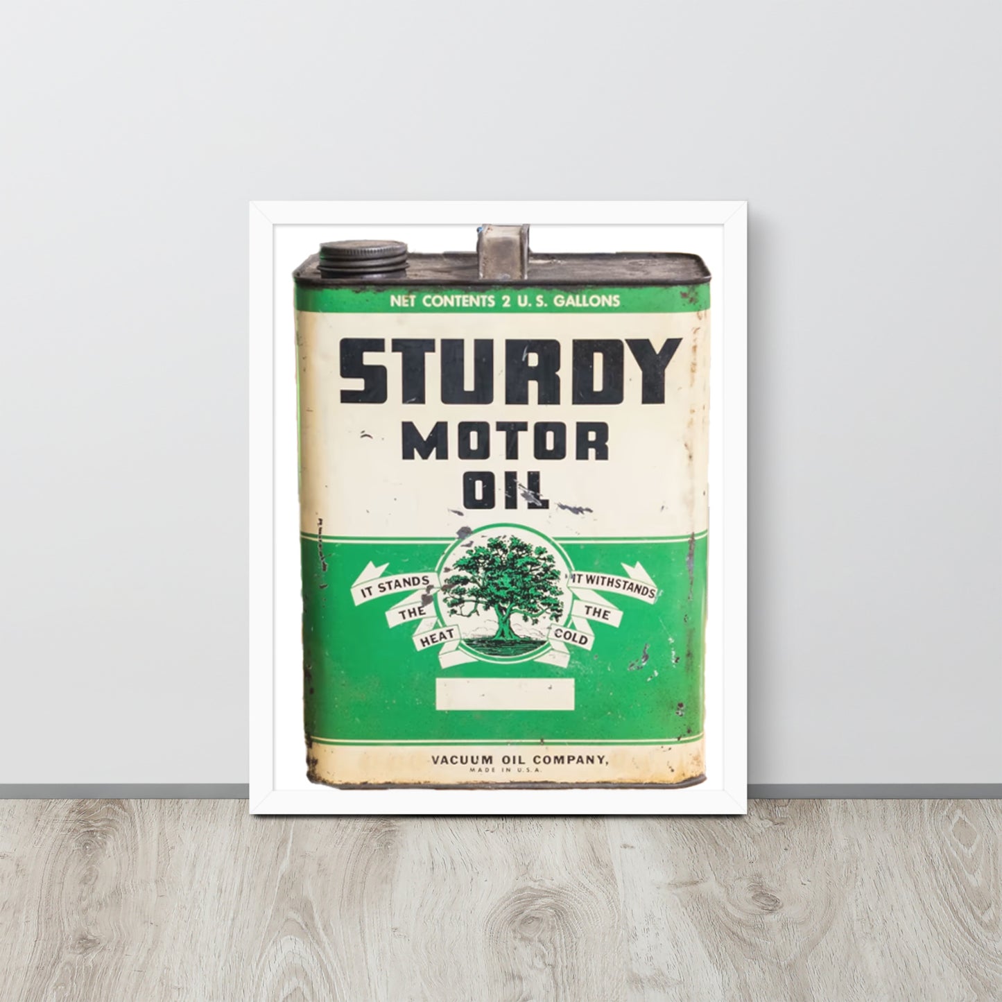 Vintage Sturdy Oil Can Patina Style Framed poster