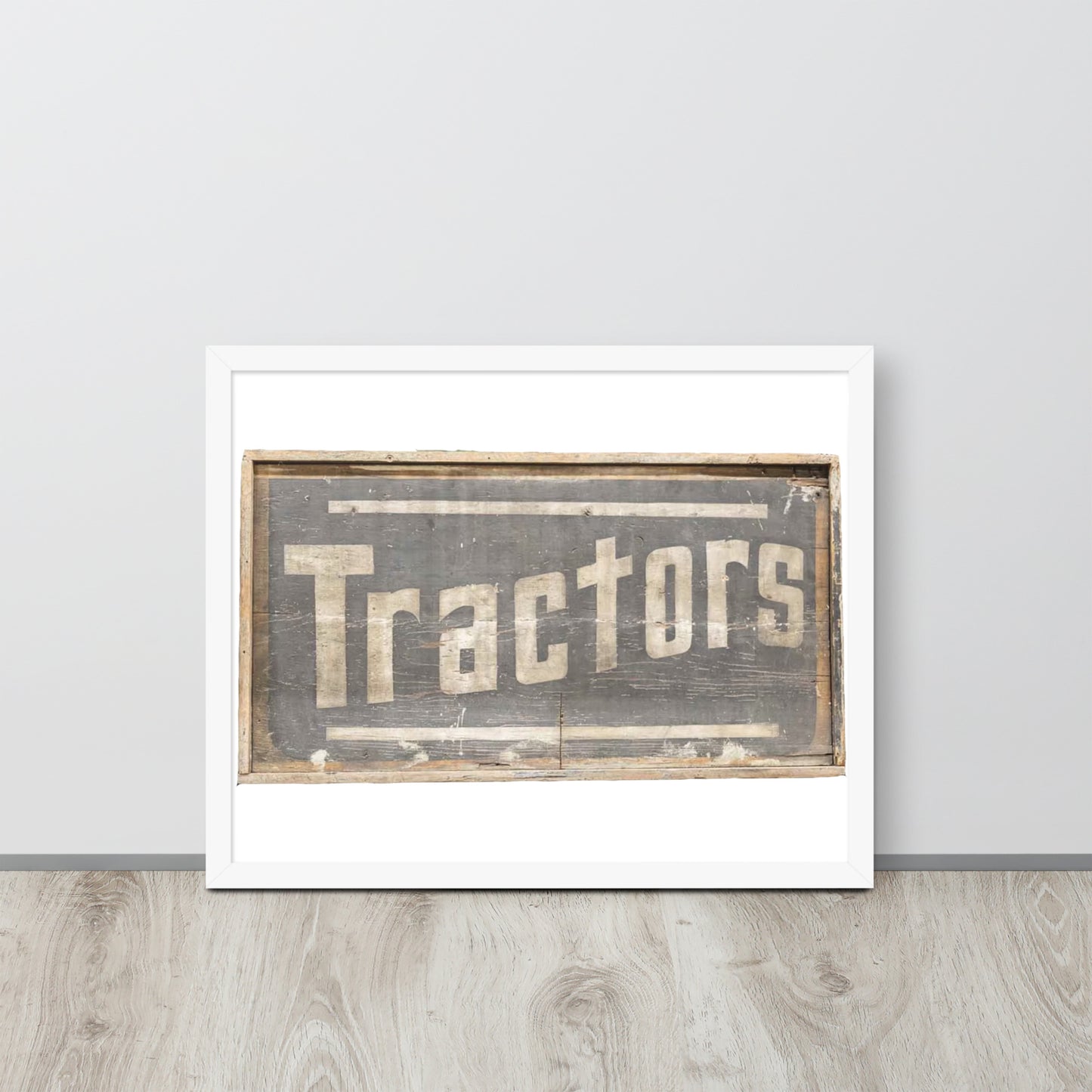 Retro Tractors Sign Wood Style Framed poster