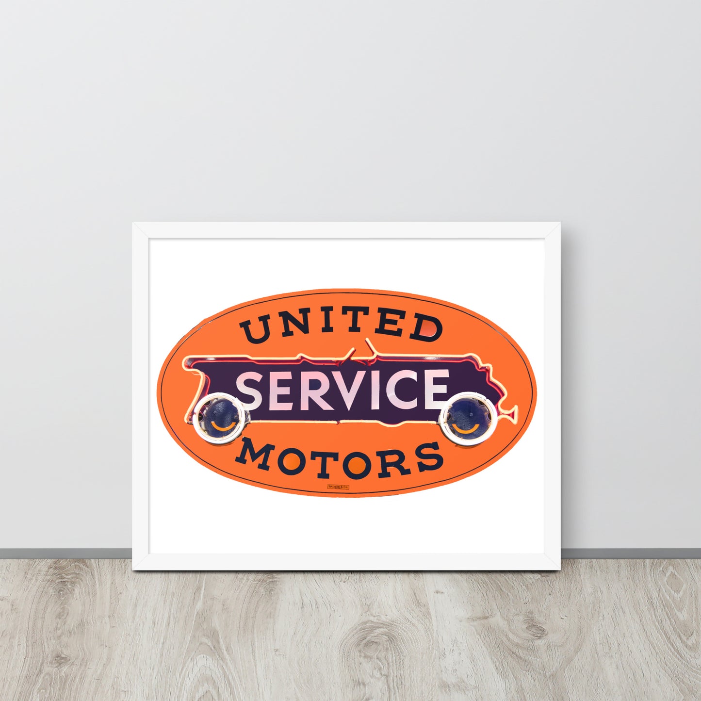 Vintage United Service Motor Neon Style Unlit Framed poster