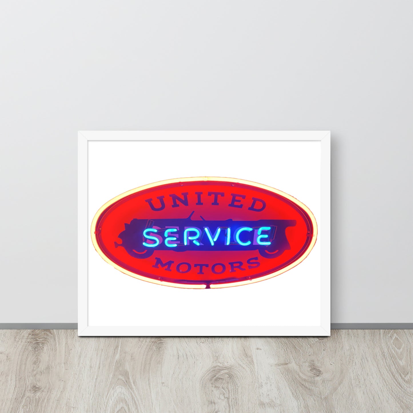 Vintage United Service Motor Neon Style Lit Framed poster