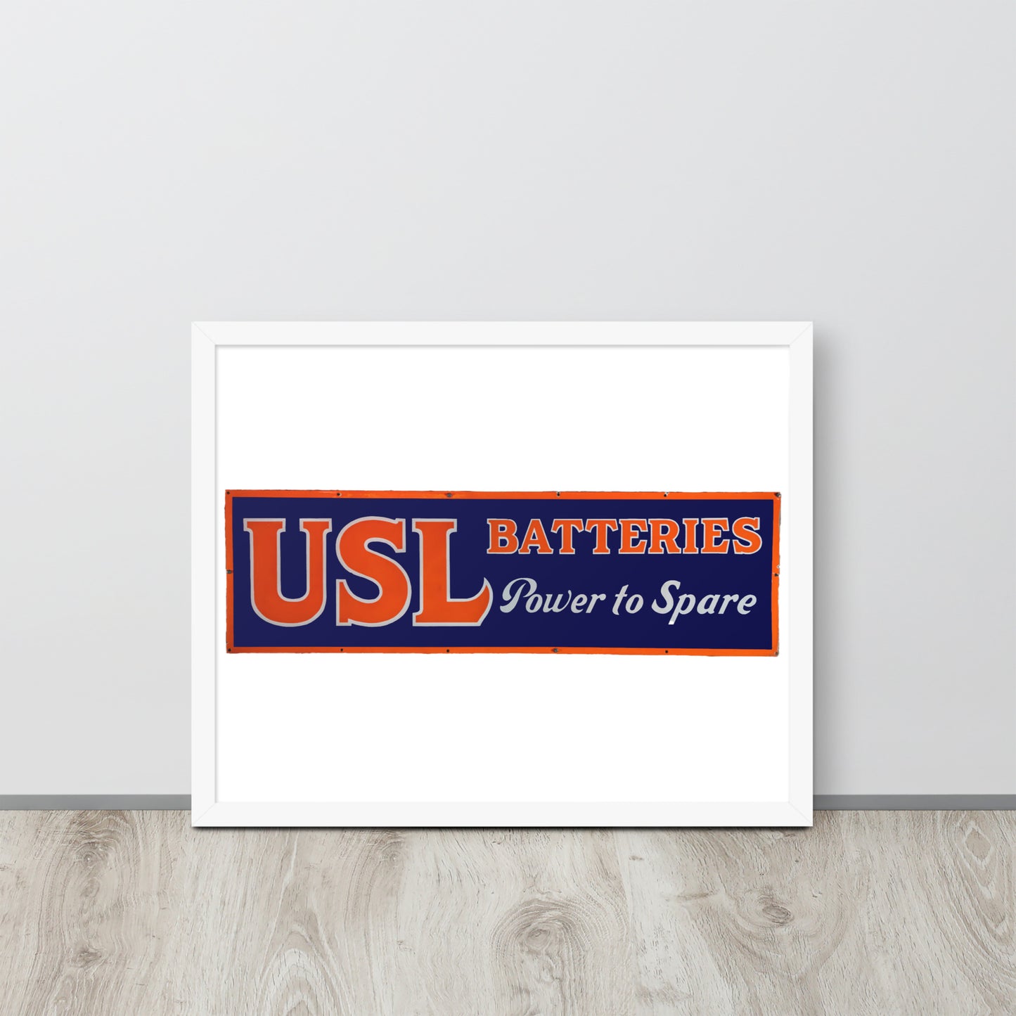 Retro USL Battery Tin Style Framed poster