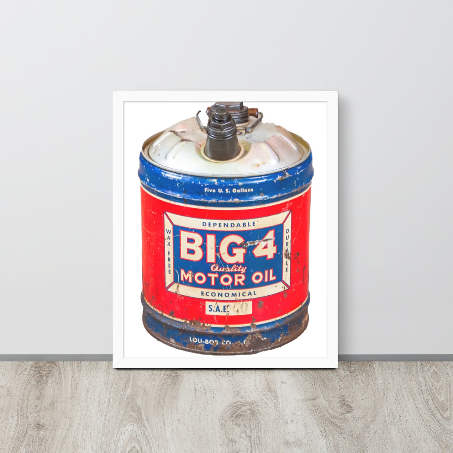 Vintage Motor Oil Steel Gallon Style Framed poster