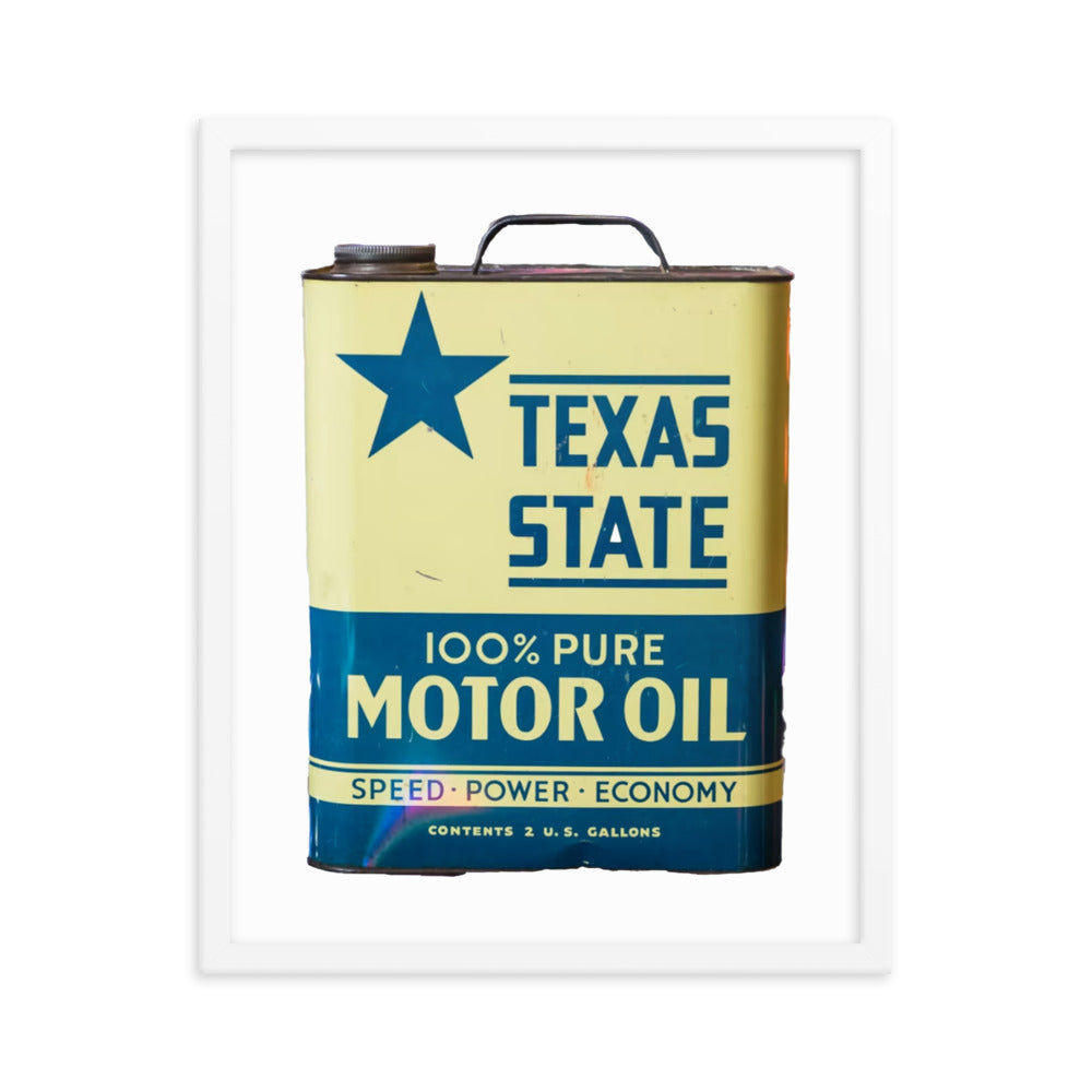 Texas State Motor Oil Steel Gallon Design Framed poster