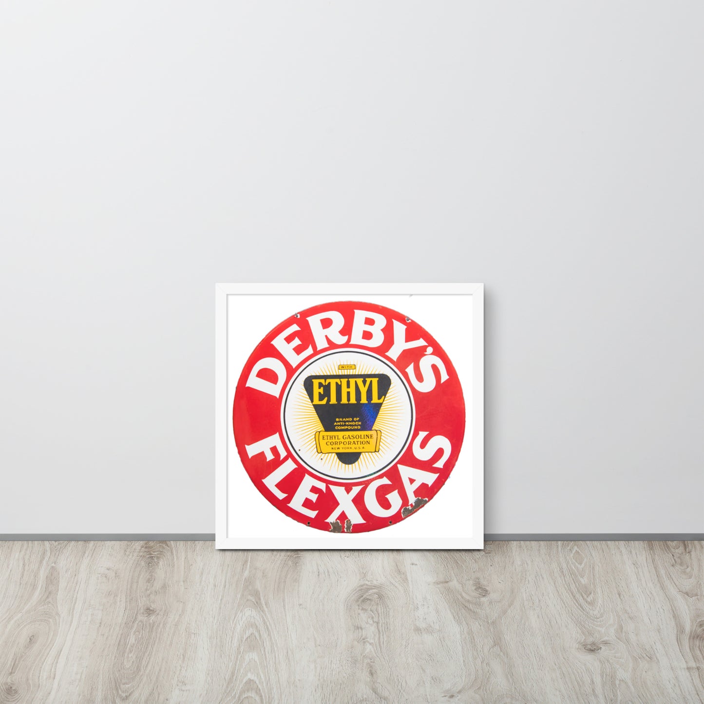 Vintage Derby Gas Tin Painted Design Framed poster