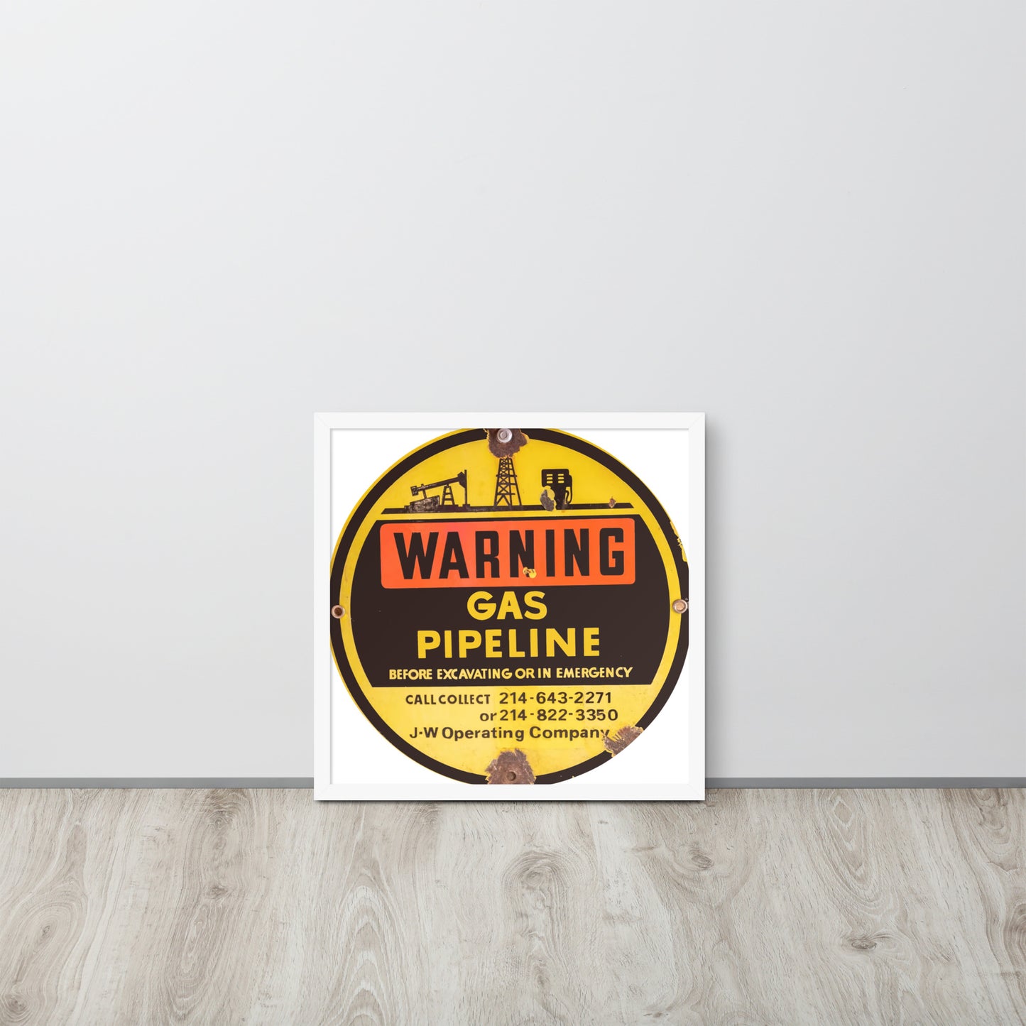 Retro Gas Warning Sign Tin Framed poster