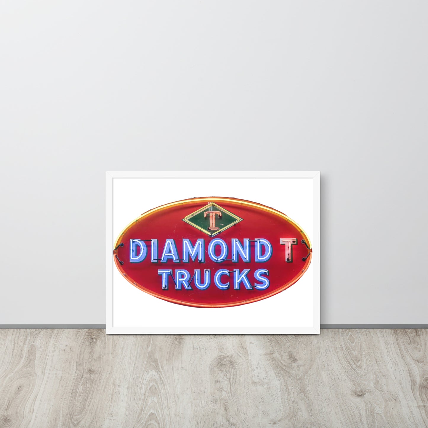 Diamond Trucks Retro Neon Sign Style Framed poster