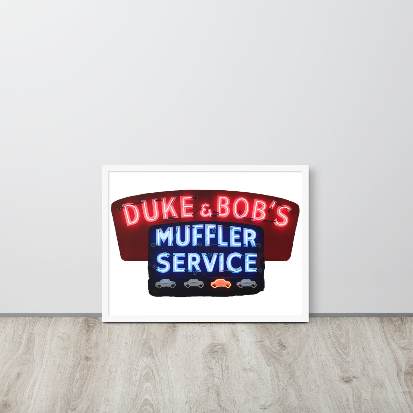 Duke + Bob Retro Neon Style Framed poster