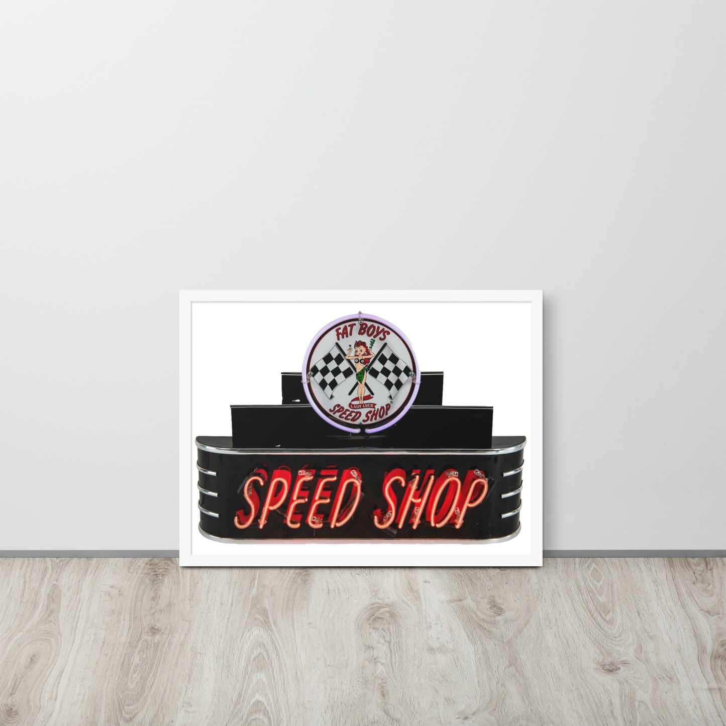 Vintage Neon Speed Shop Sign Framed poster