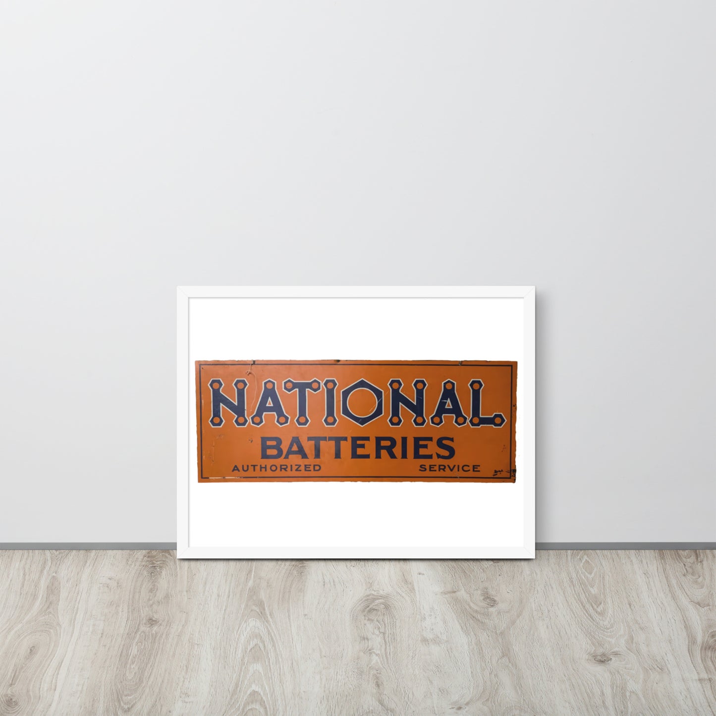 Retro National Battery Sign Patina Style Framed poster