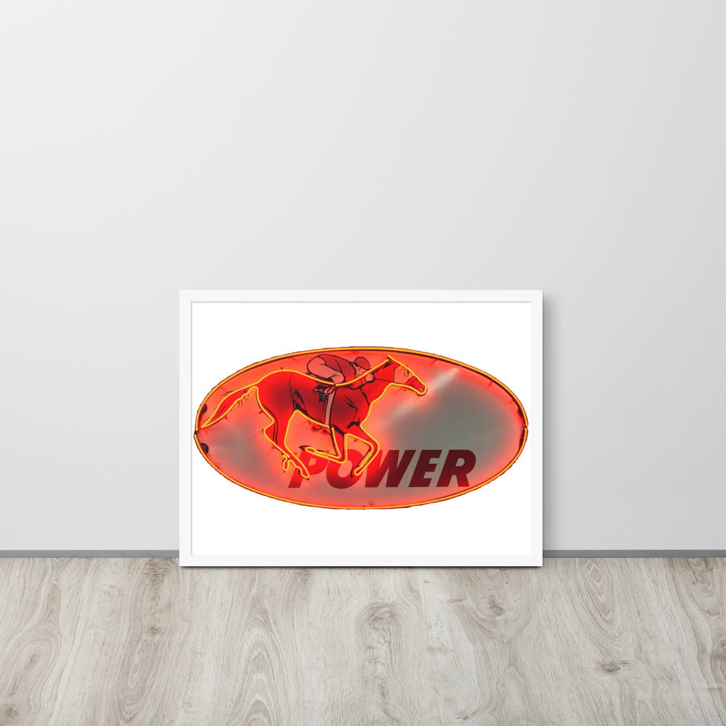 Retro Neon Sign Power Framed poster