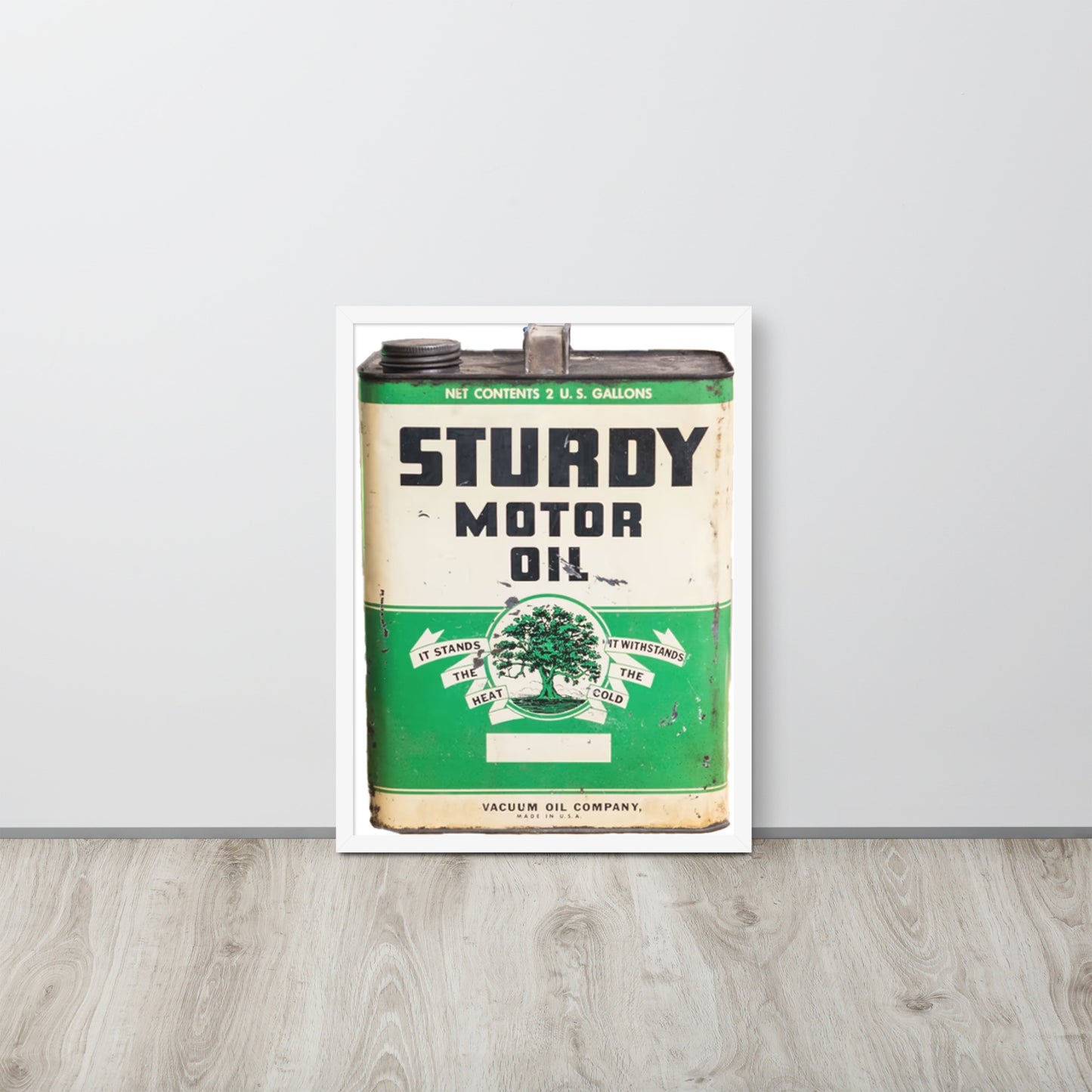 Vintage Sturdy Oil Can Patina Style Framed poster