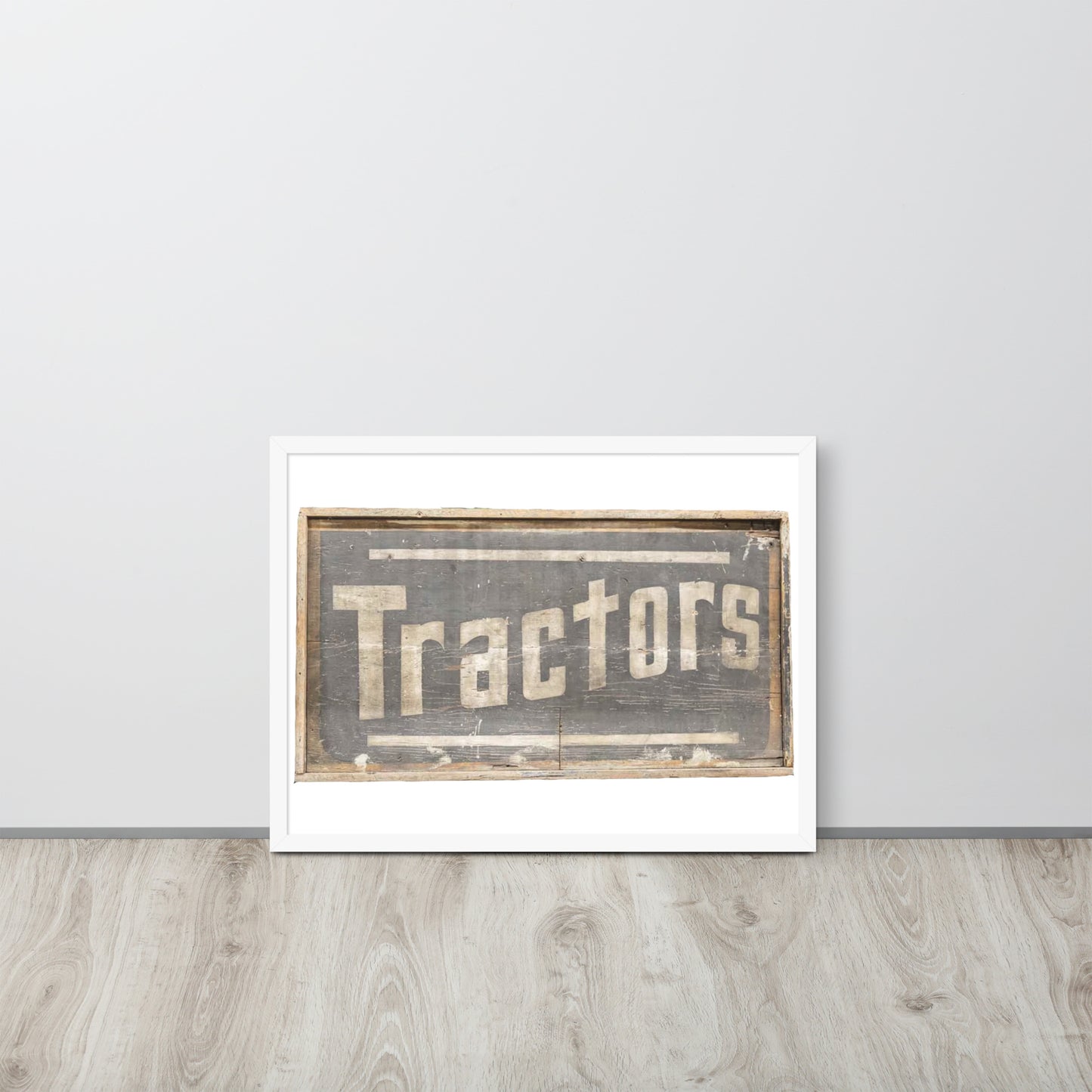 Retro Tractors Sign Wood Style Framed poster