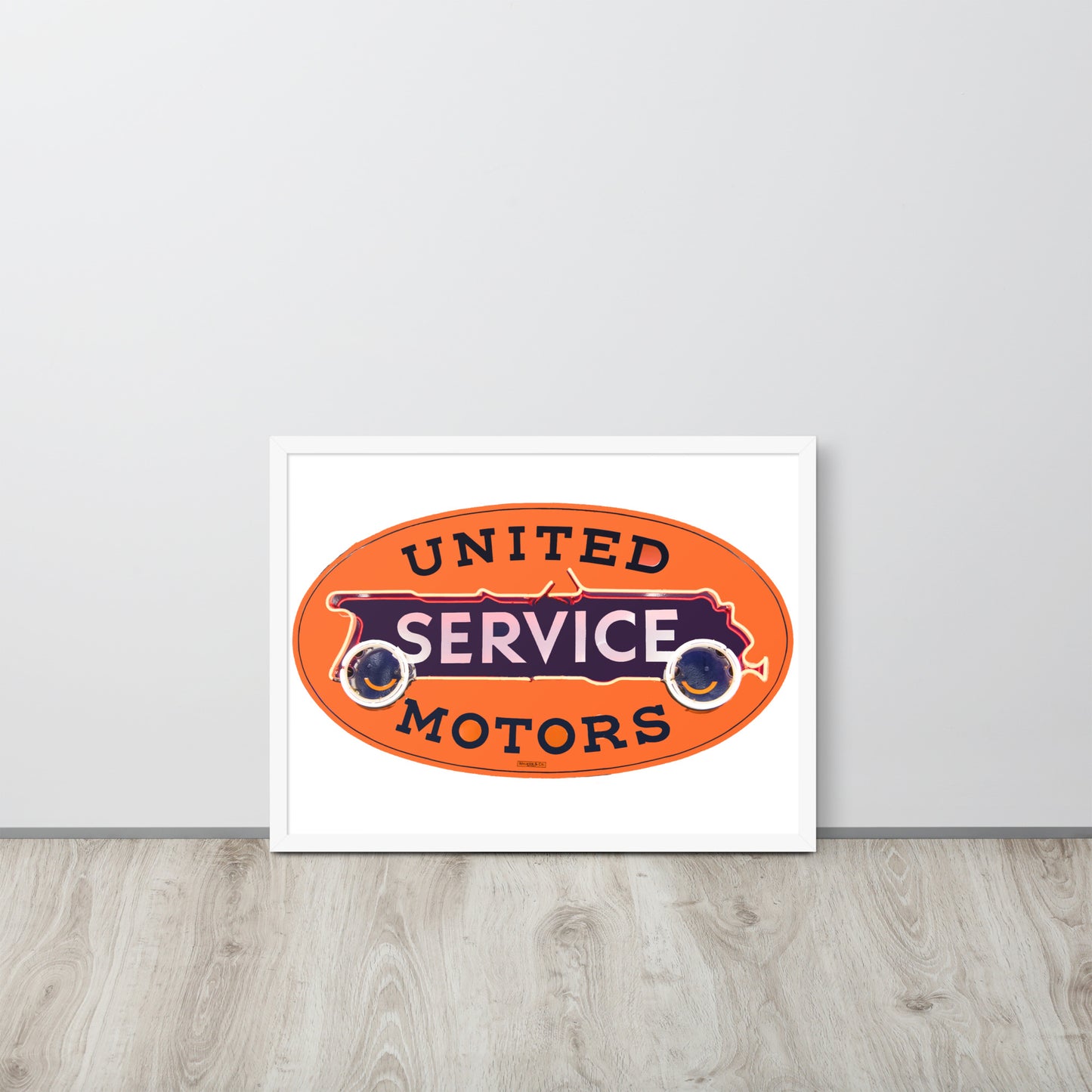 Vintage United Service Motor Neon Style Unlit Framed poster