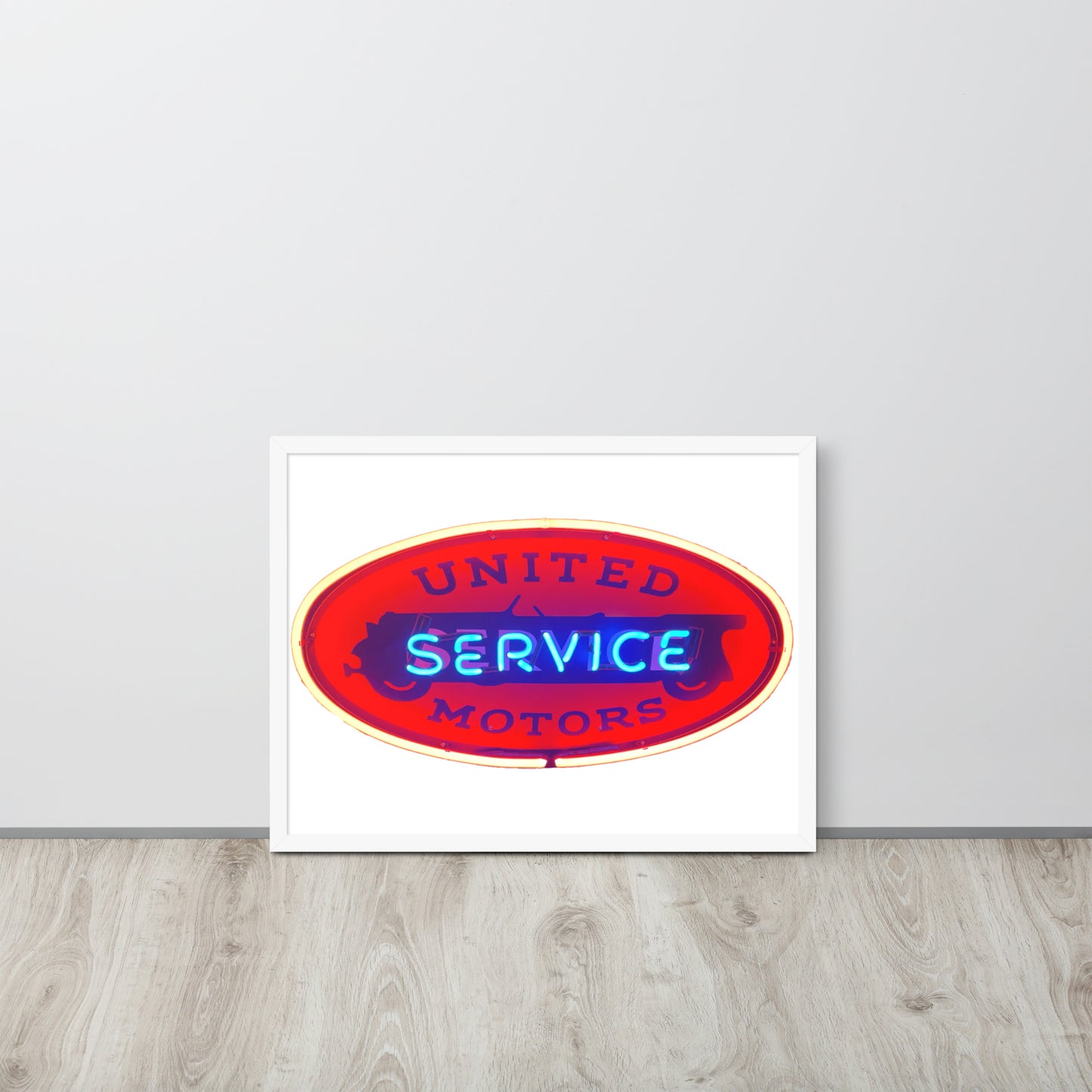 Vintage United Service Motor Neon Style Lit Framed poster