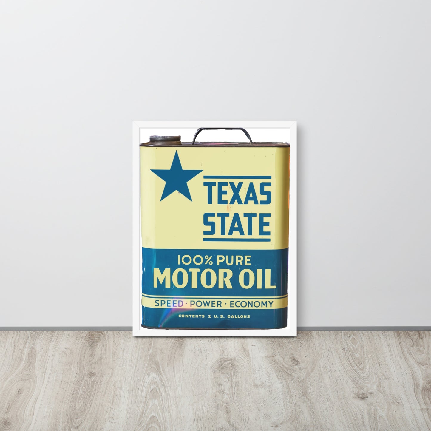 Vintage Texas Motor Oil Can Gallon Design Framed poster