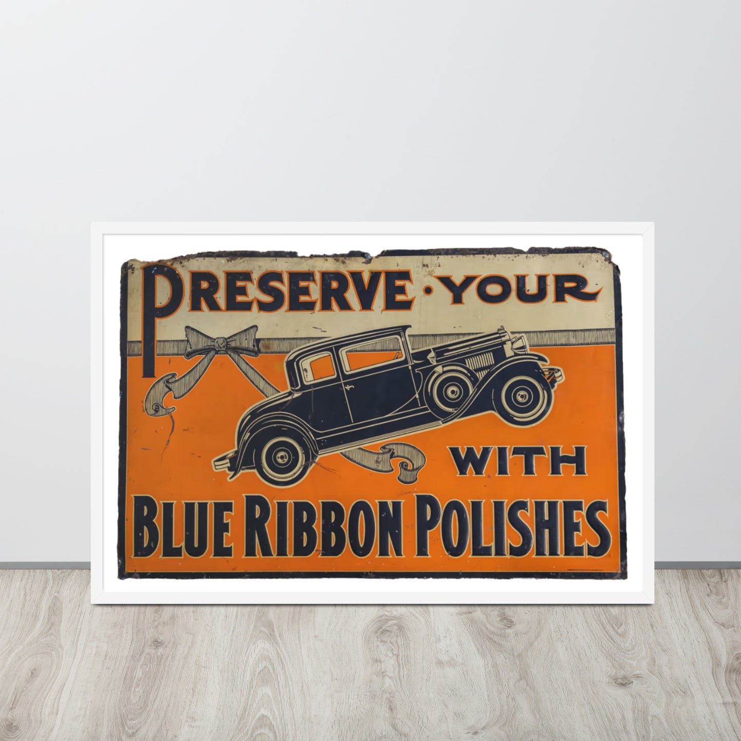 Blue Ribbon Patina Tin Style Framed poster