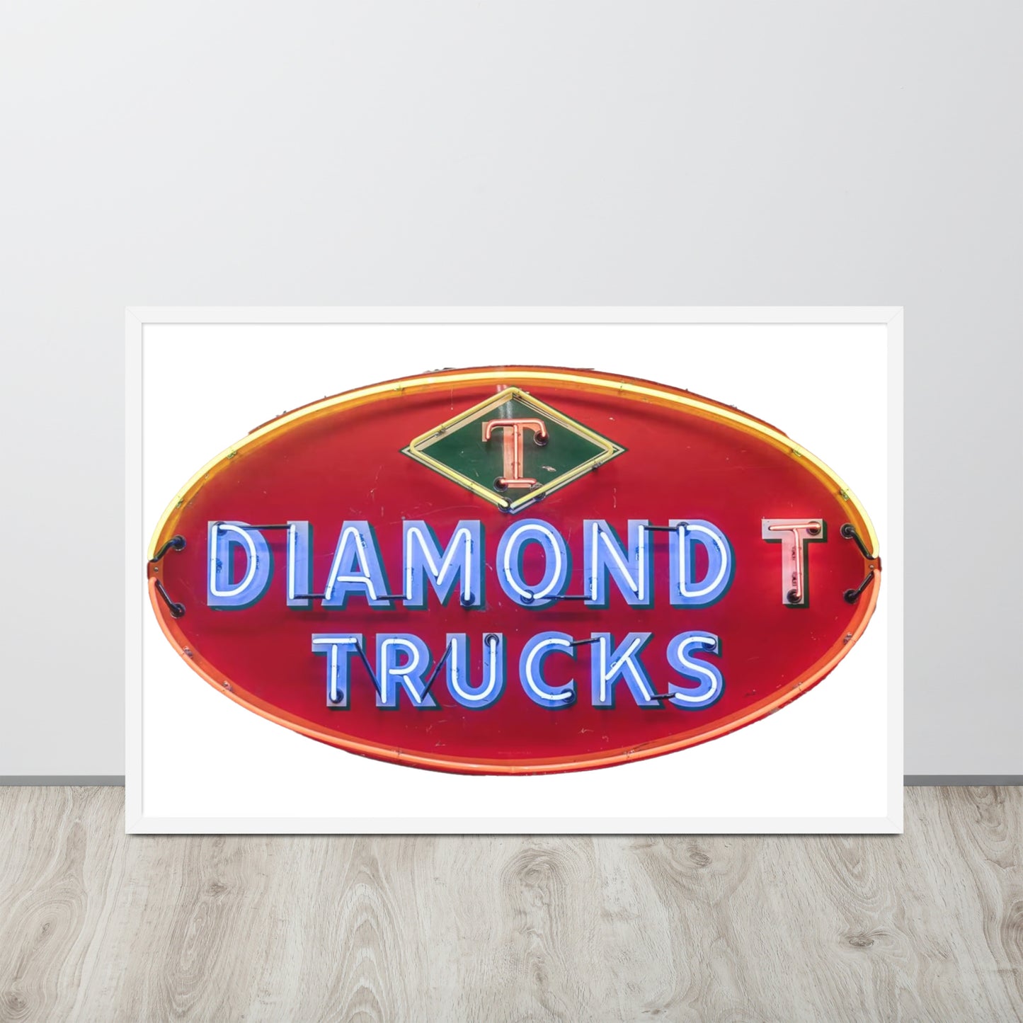 Diamond Trucks Retro Neon Sign Style Framed poster