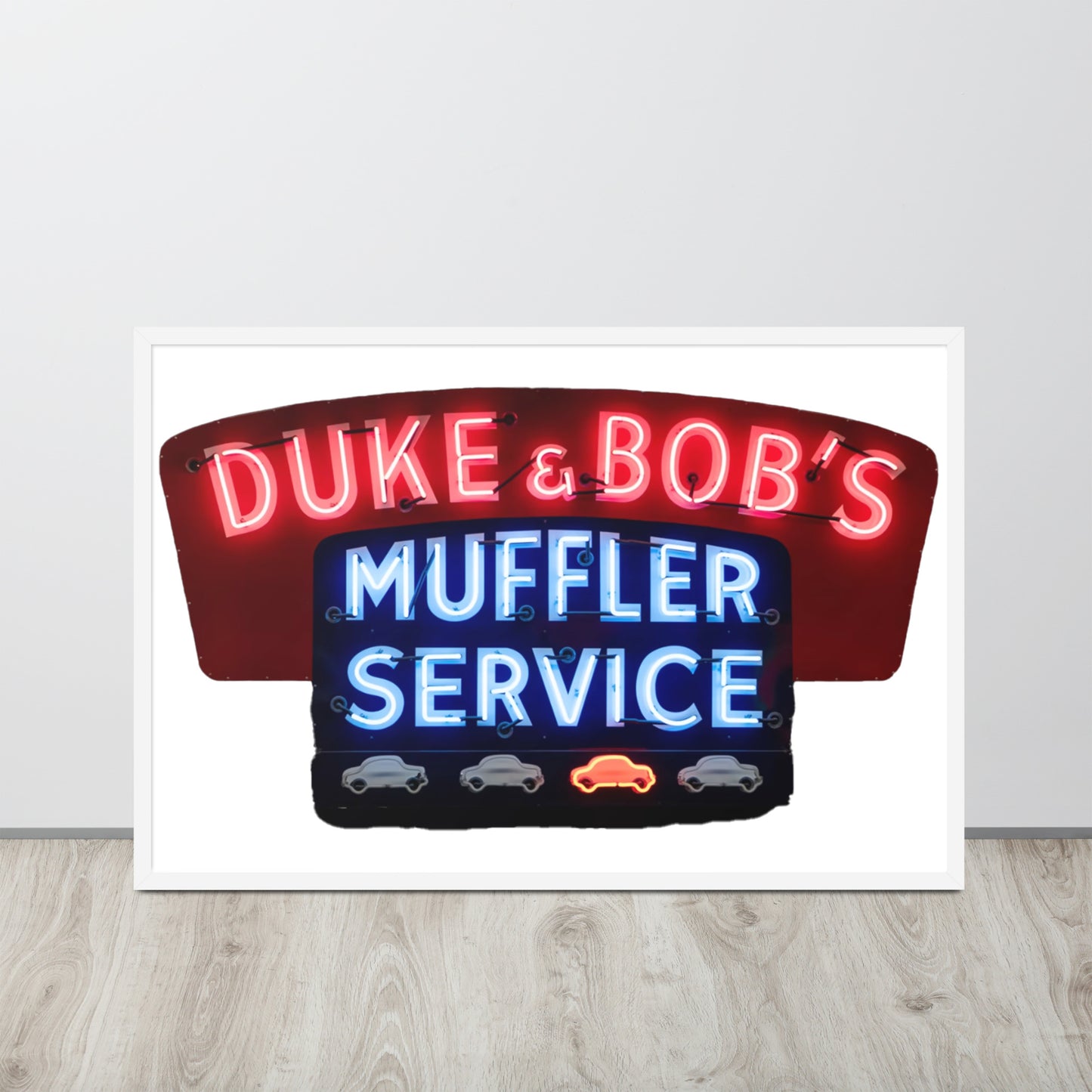 Duke + Bob Retro Neon Style Framed poster