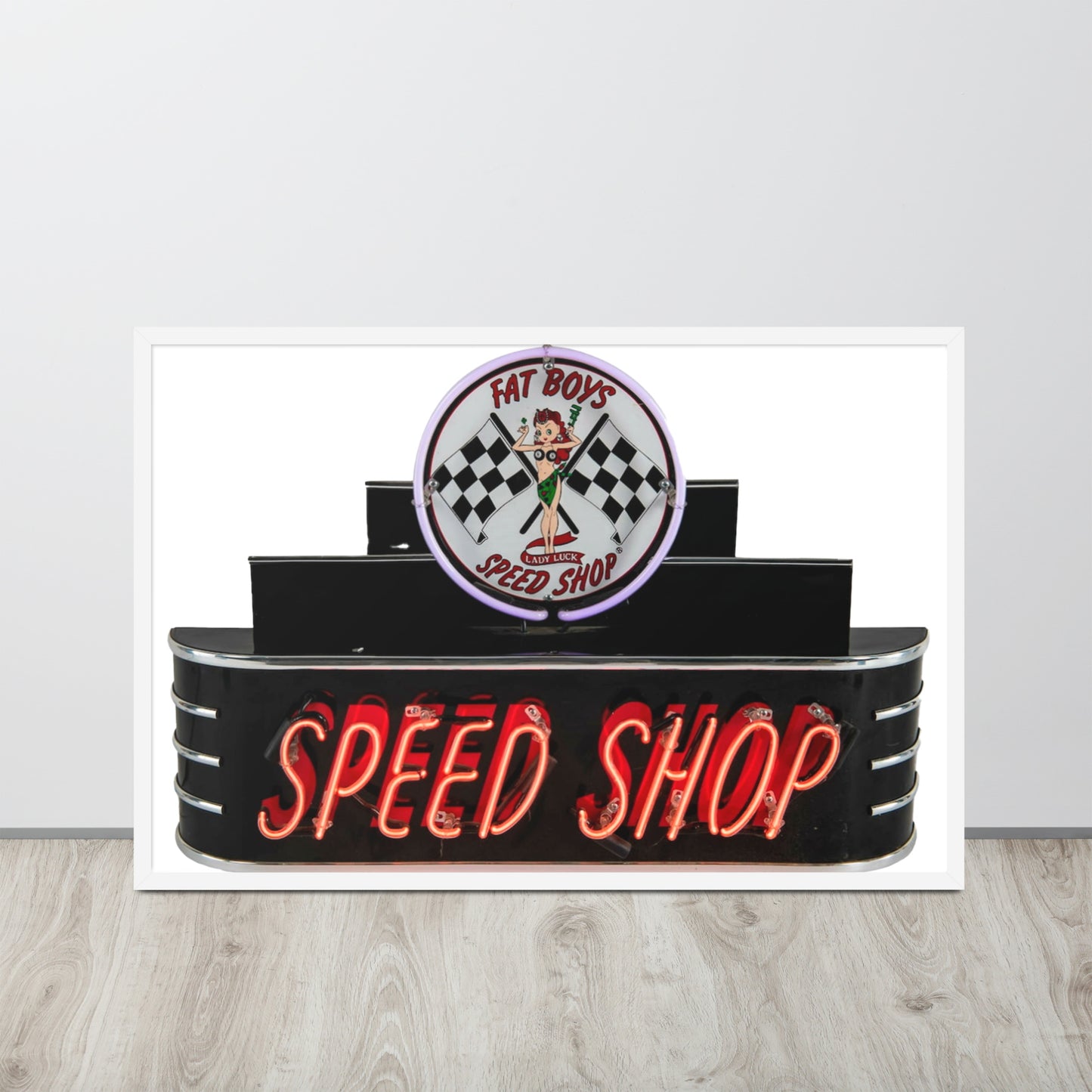 Vintage Neon Speed Shop Sign Framed poster