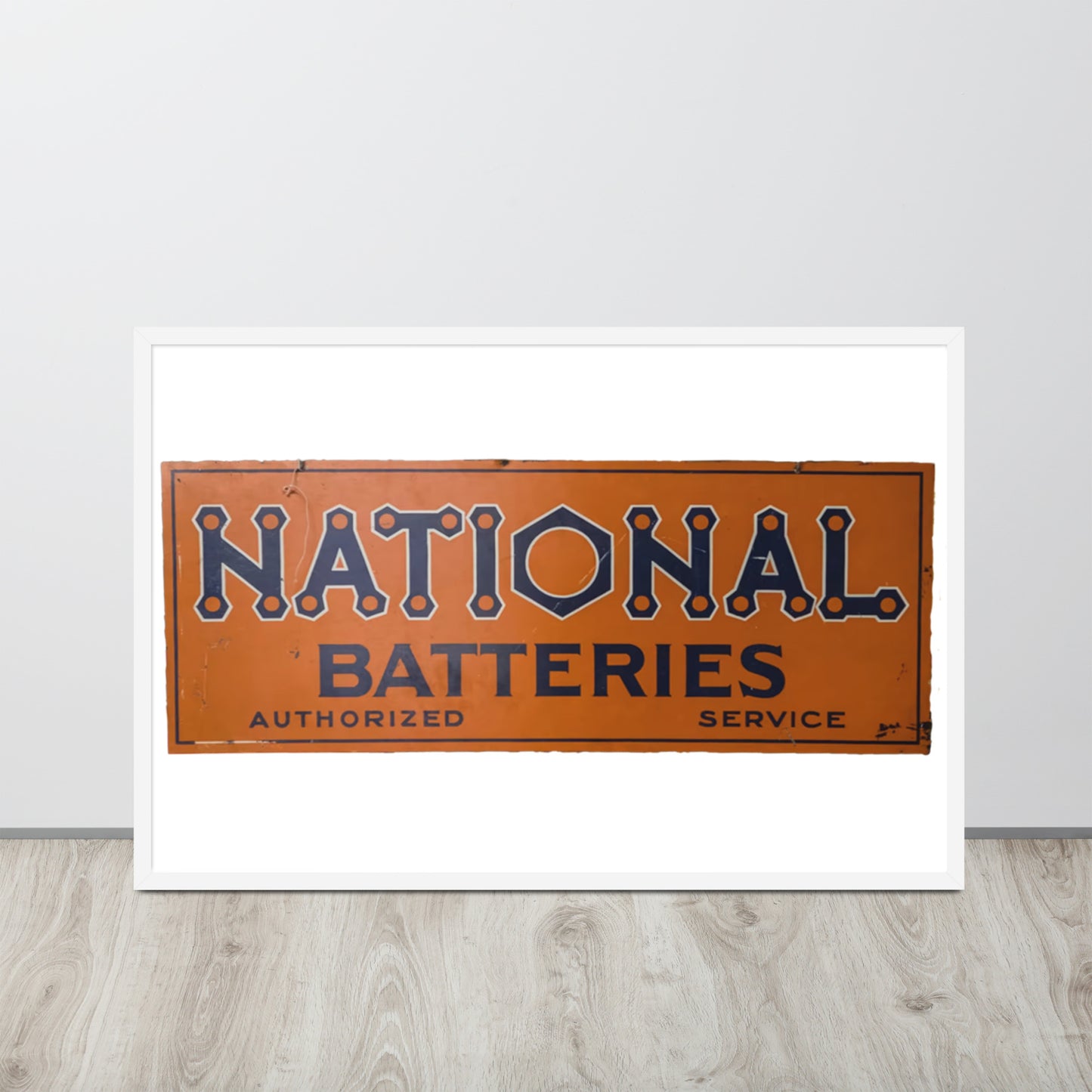 Retro National Battery Sign Patina Style Framed poster