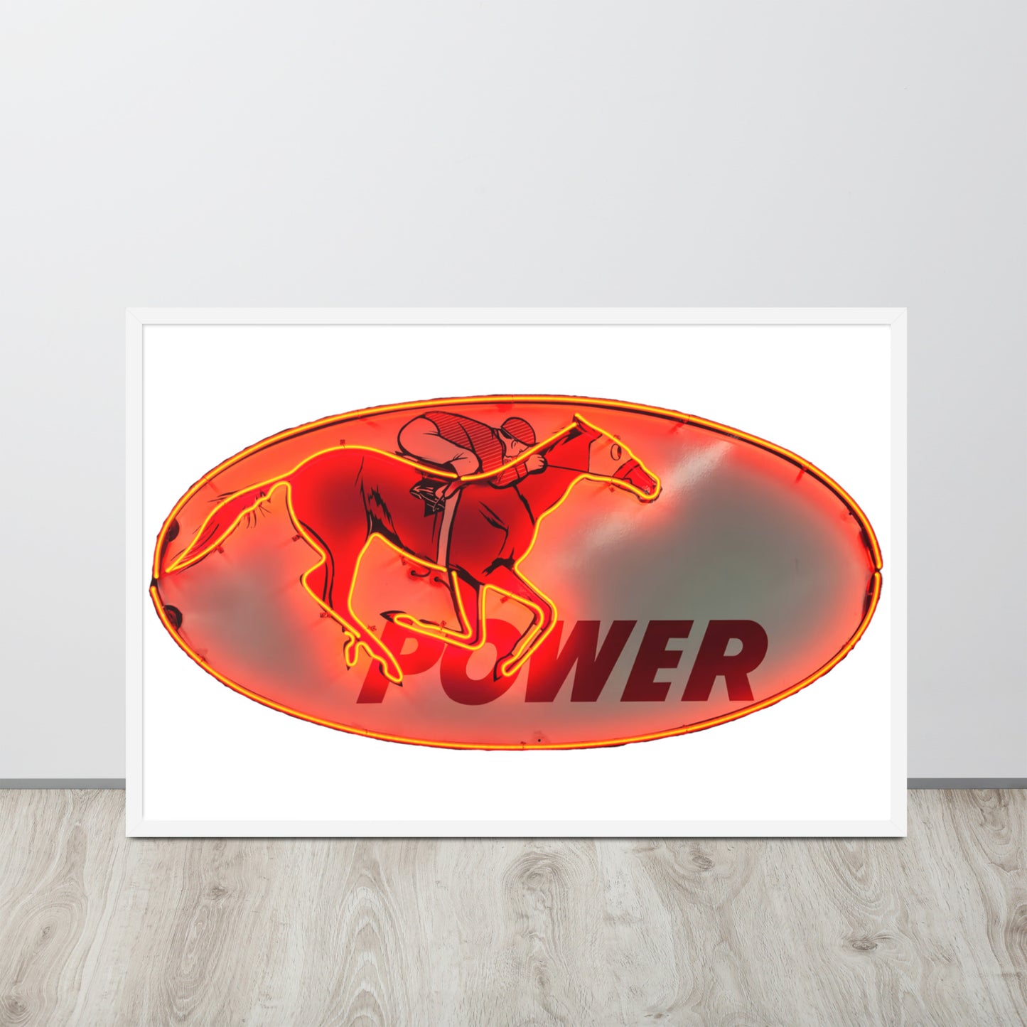 Retro Neon Sign Power Framed poster