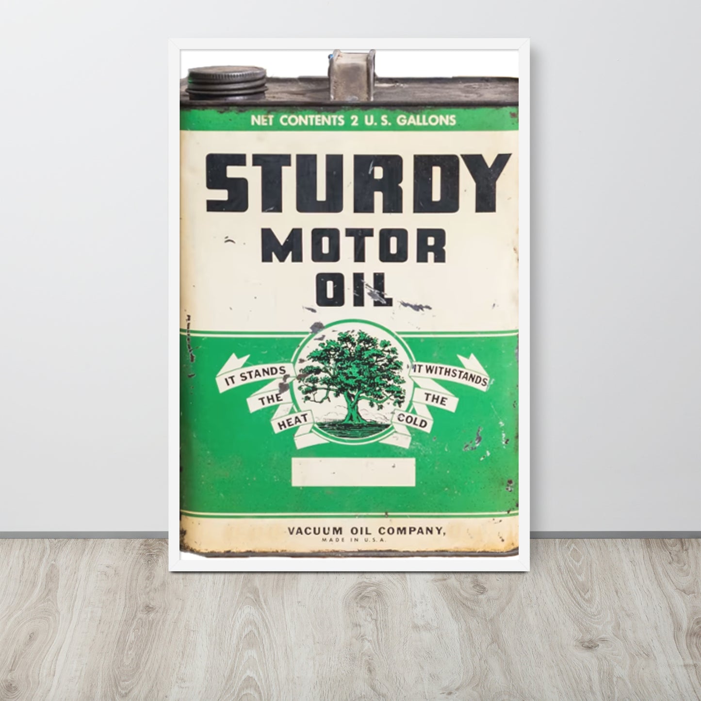 Vintage Sturdy Oil Can Patina Style Framed poster