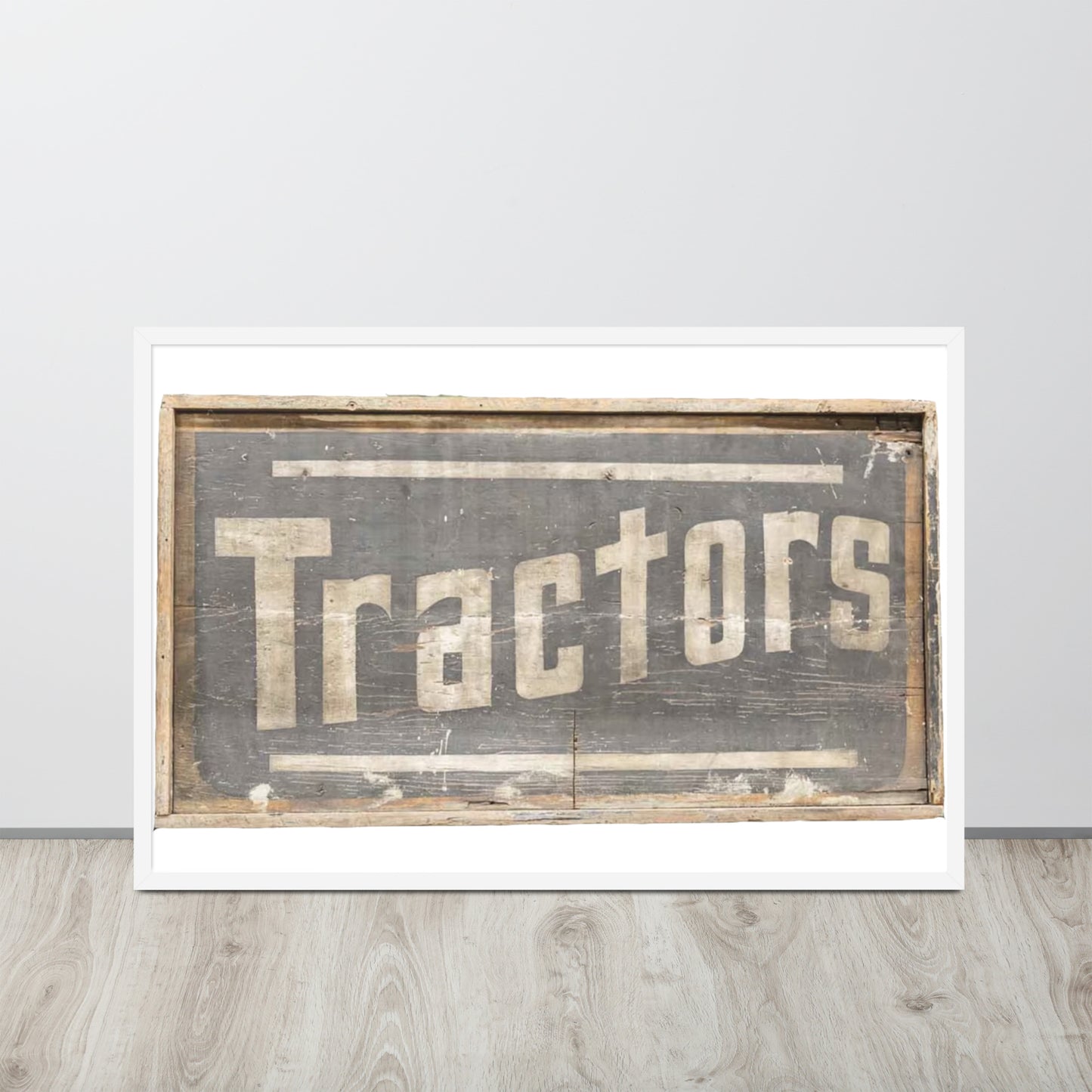 Retro Tractors Sign Wood Style Framed poster