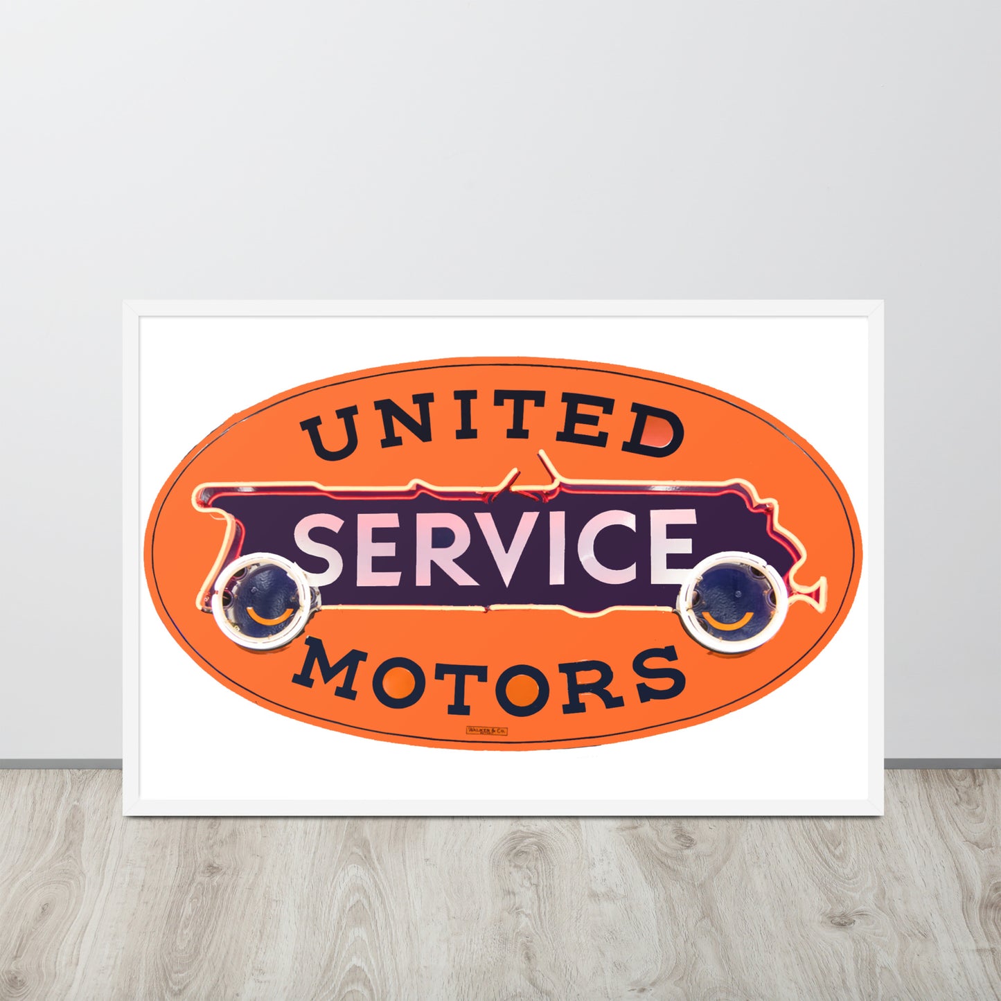 Vintage United Service Motor Neon Style Unlit Framed poster