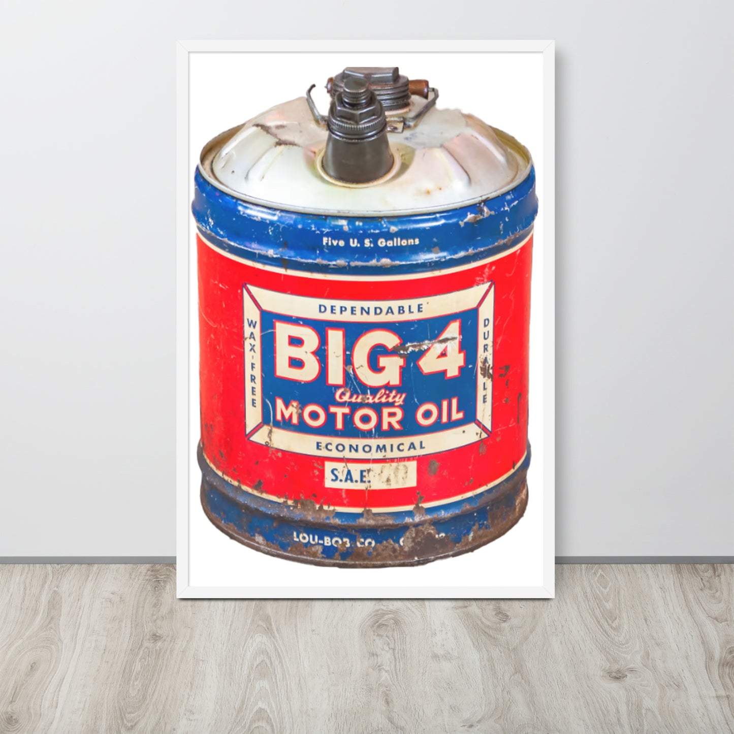 Vintage Motor Oil Steel Gallon Style Framed poster