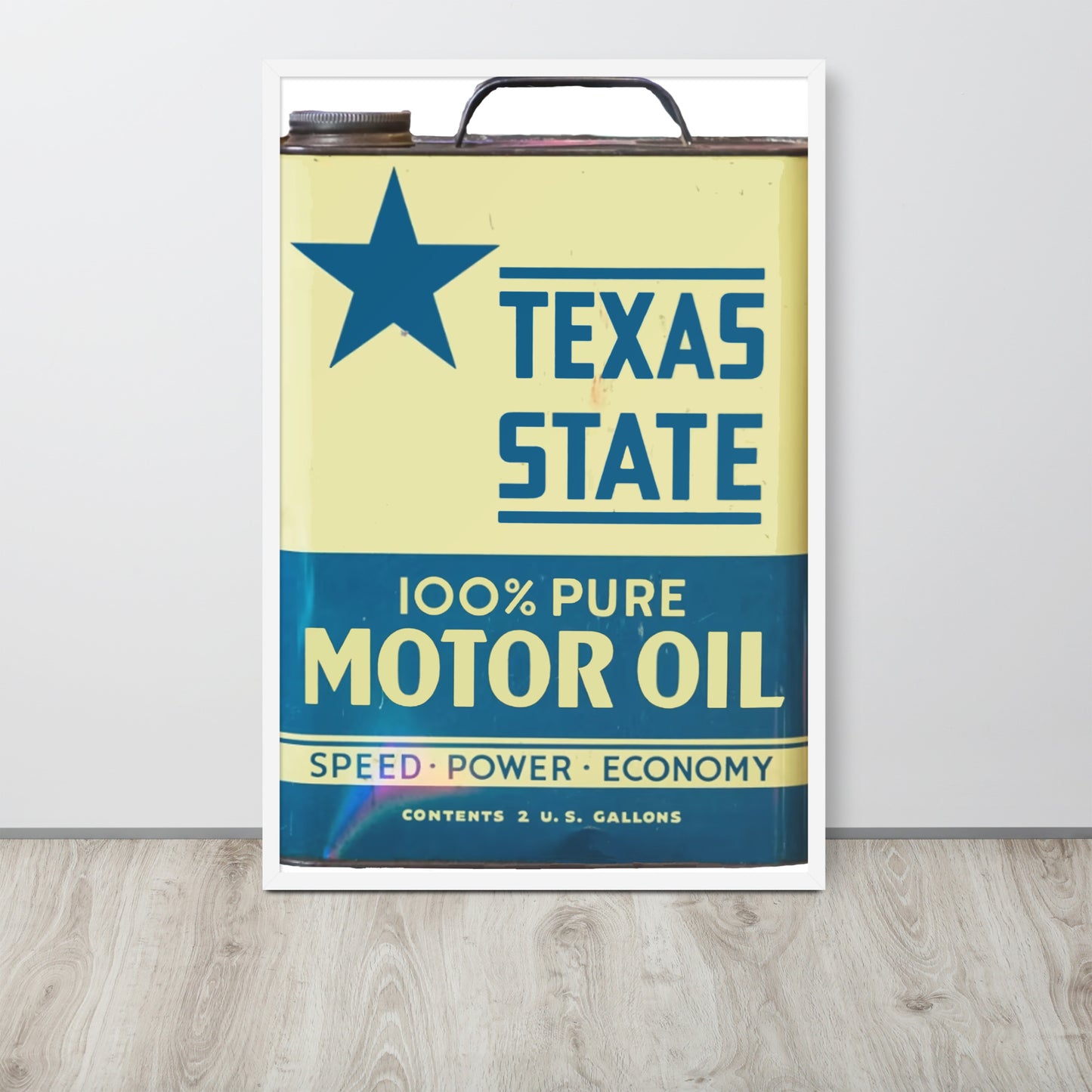 Vintage Texas Motor Oil Can Gallon Design Framed poster