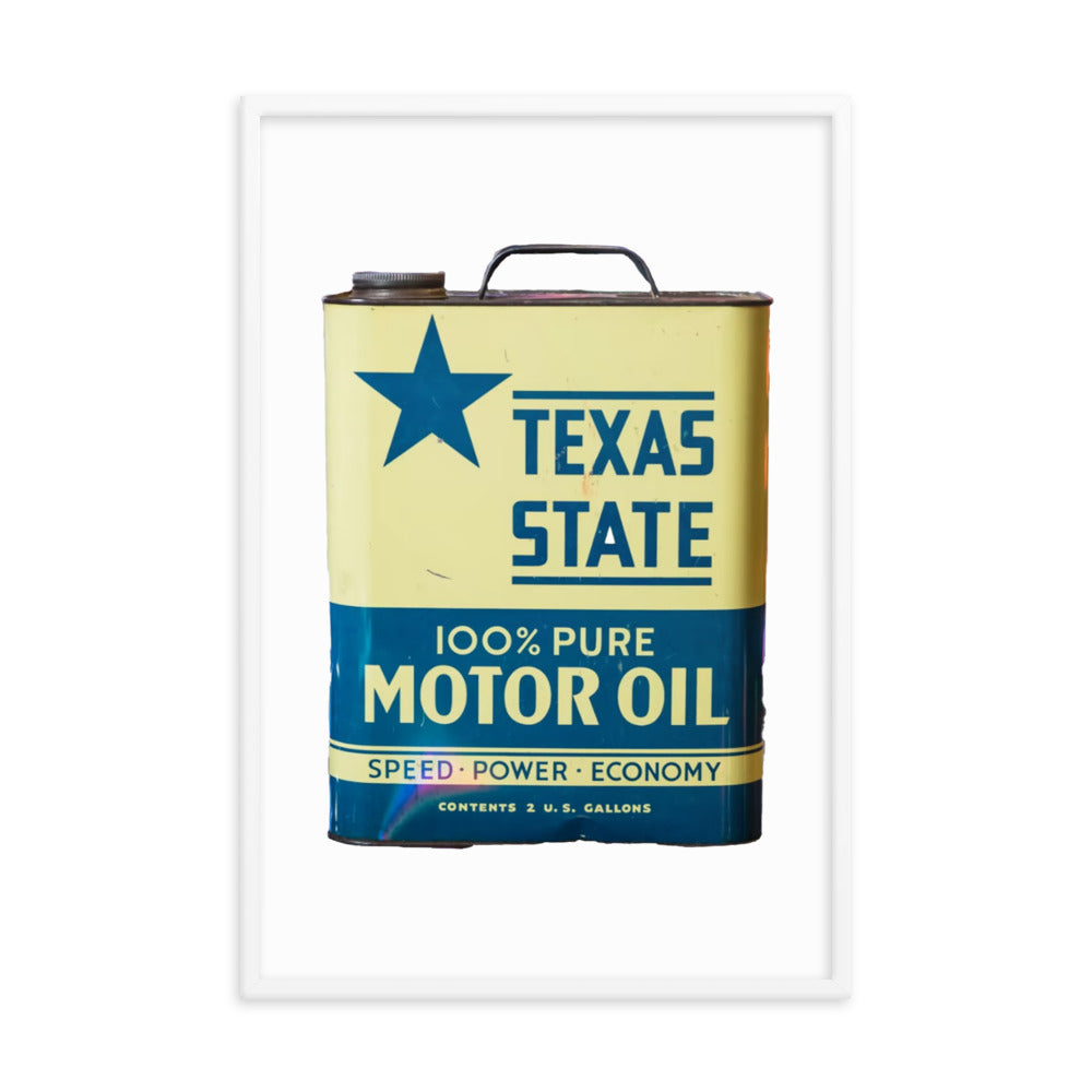 Texas State Motor Oil Steel Gallon Design Framed poster