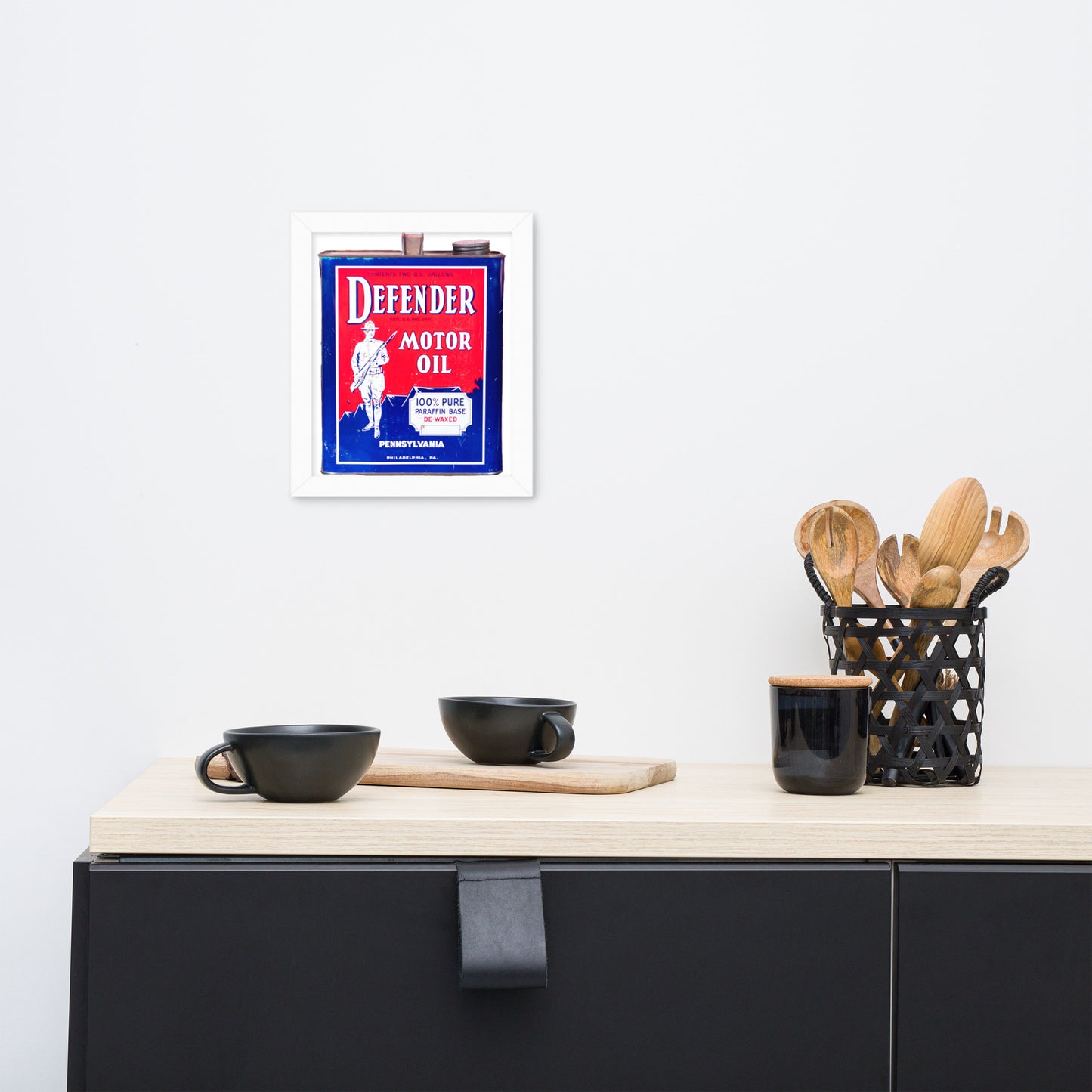 Vintage Defender Oil Steel Can Design Framed poster